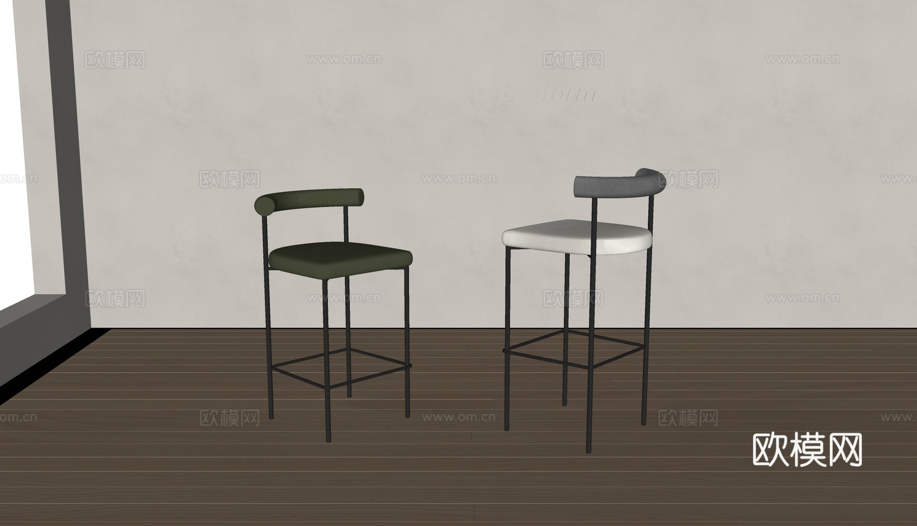 poliform现代吧椅 布艺吧椅 极简吧椅su模型