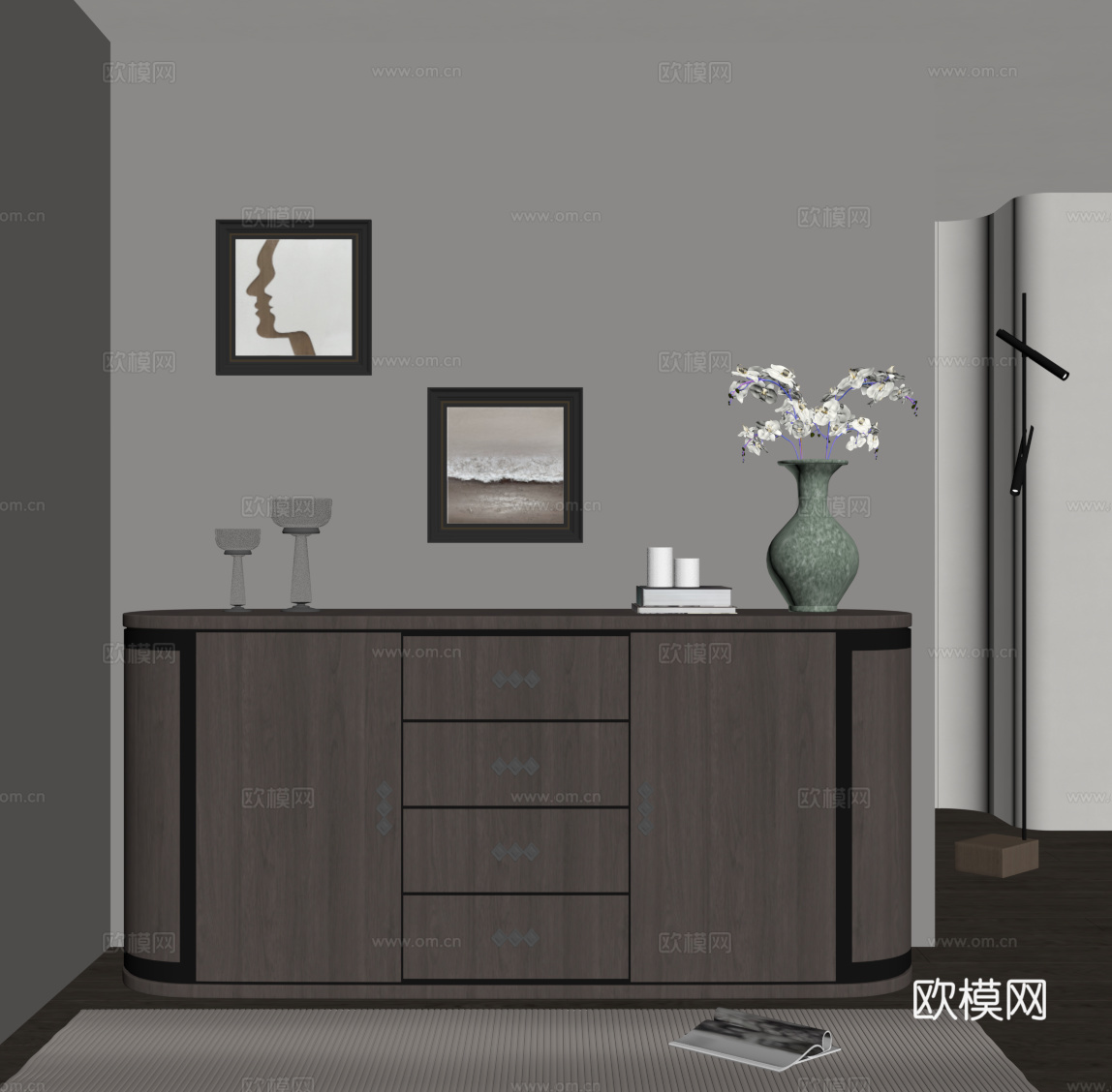 现代意式玄关柜 边柜su模型