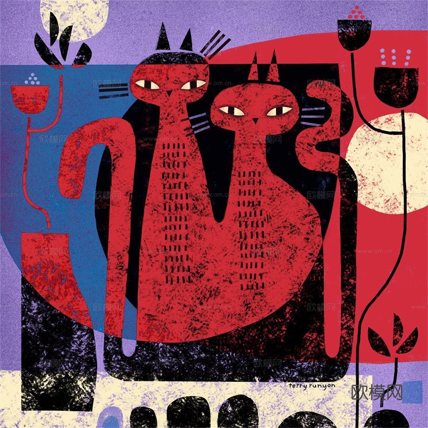 可爱动物手绘创意童趣插画猫咪动物插画治愈系插画可爱儿童插画下载