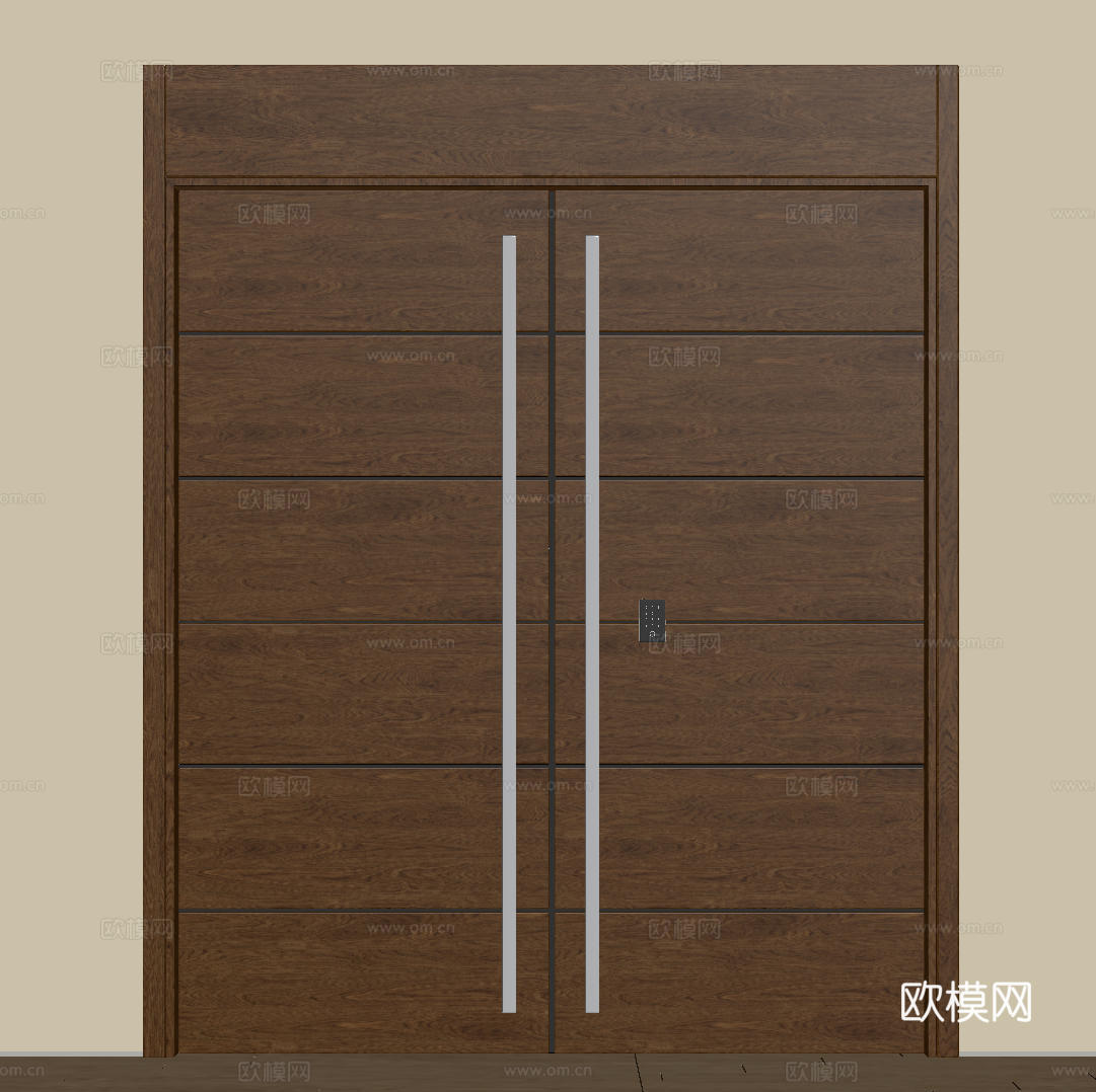 现代极简双开门 中古平开门 入户门 防盗门 通顶对开门 别墅su模型