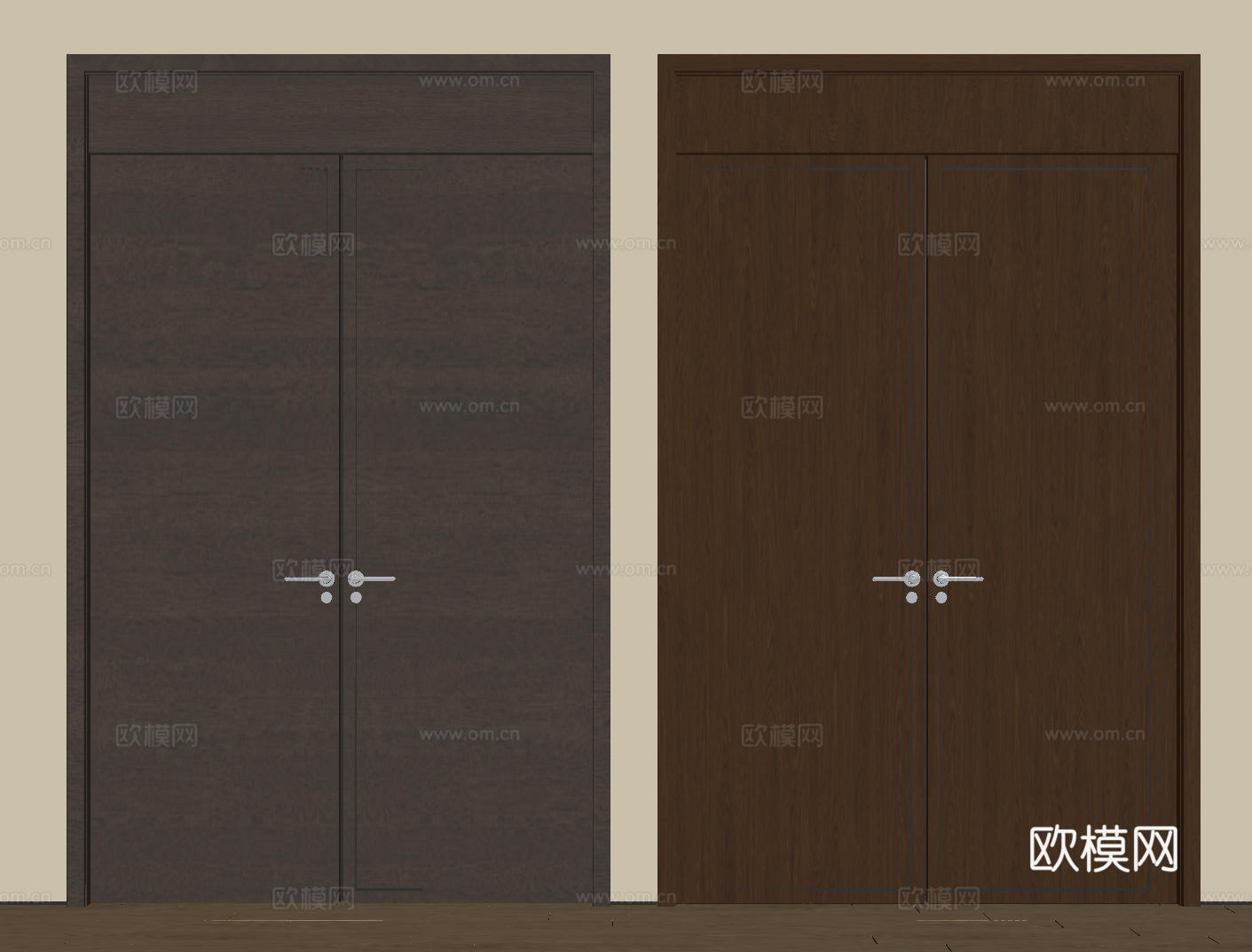 新中式侘寂双开门 中古平开门 入户门 防盗门 通顶对开门 别su模型