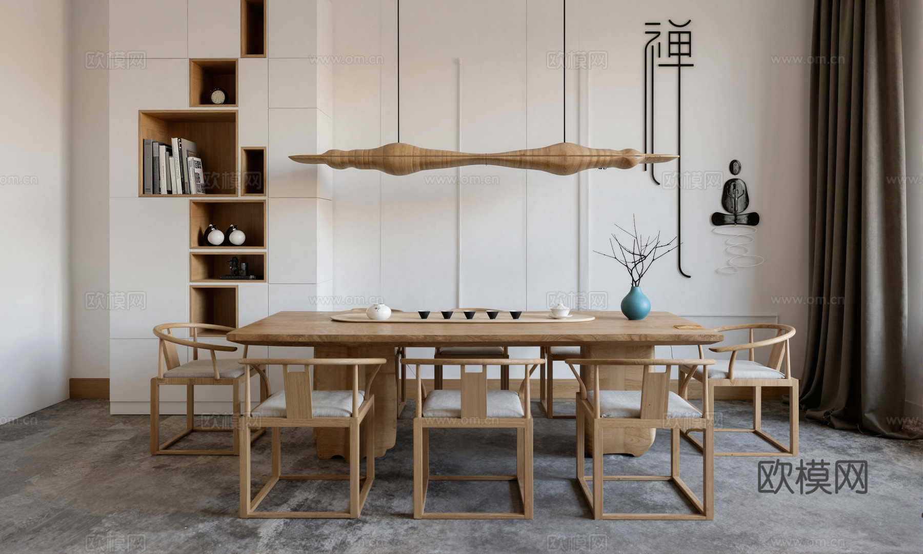 新中式茶室su模型