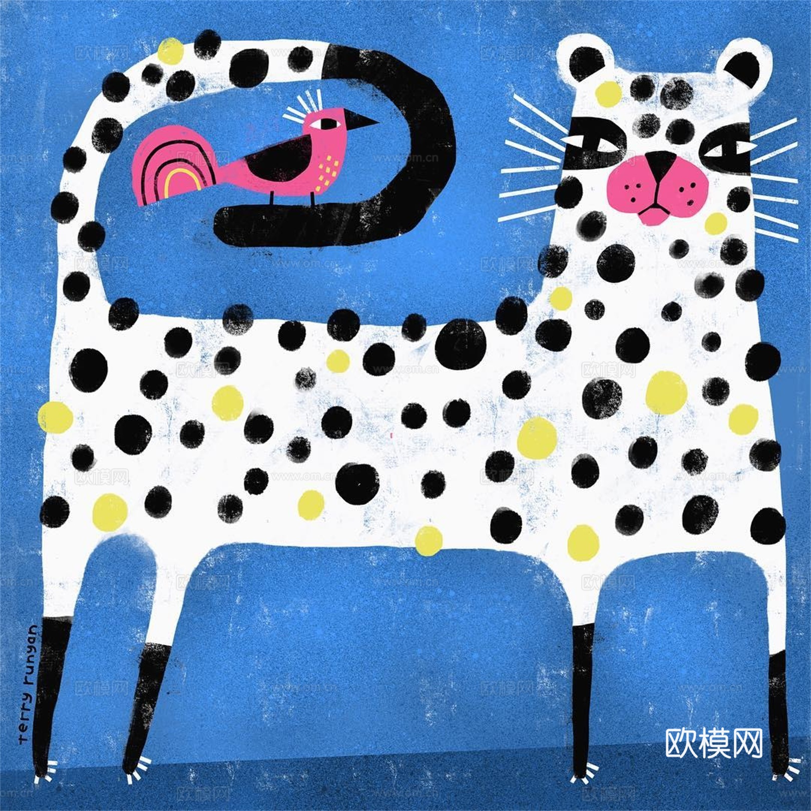 可爱动物手绘创意童趣插画猫咪动物插画治愈系插画可爱儿童插画下载