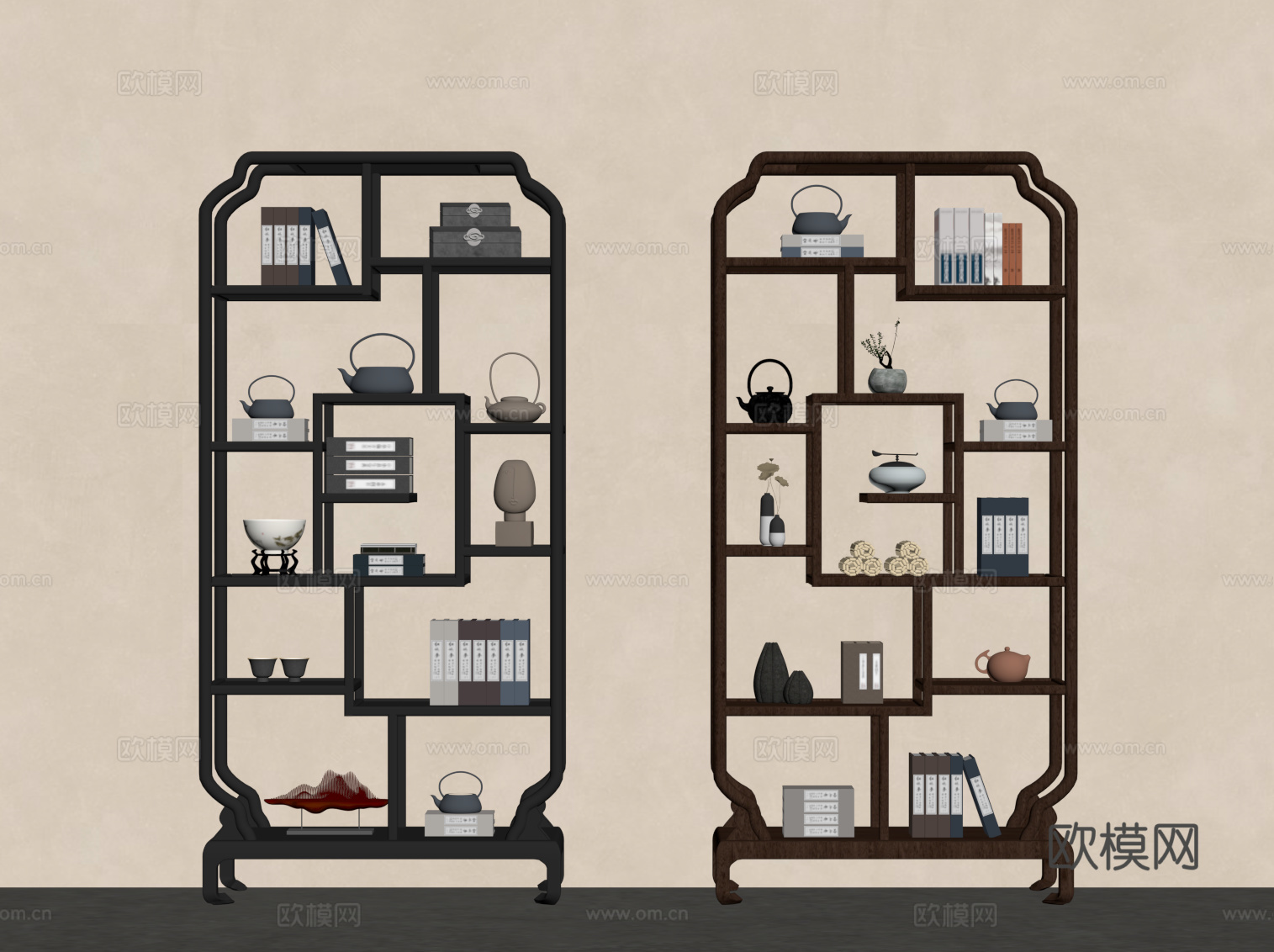 新中式博古架 复古博古架su模型