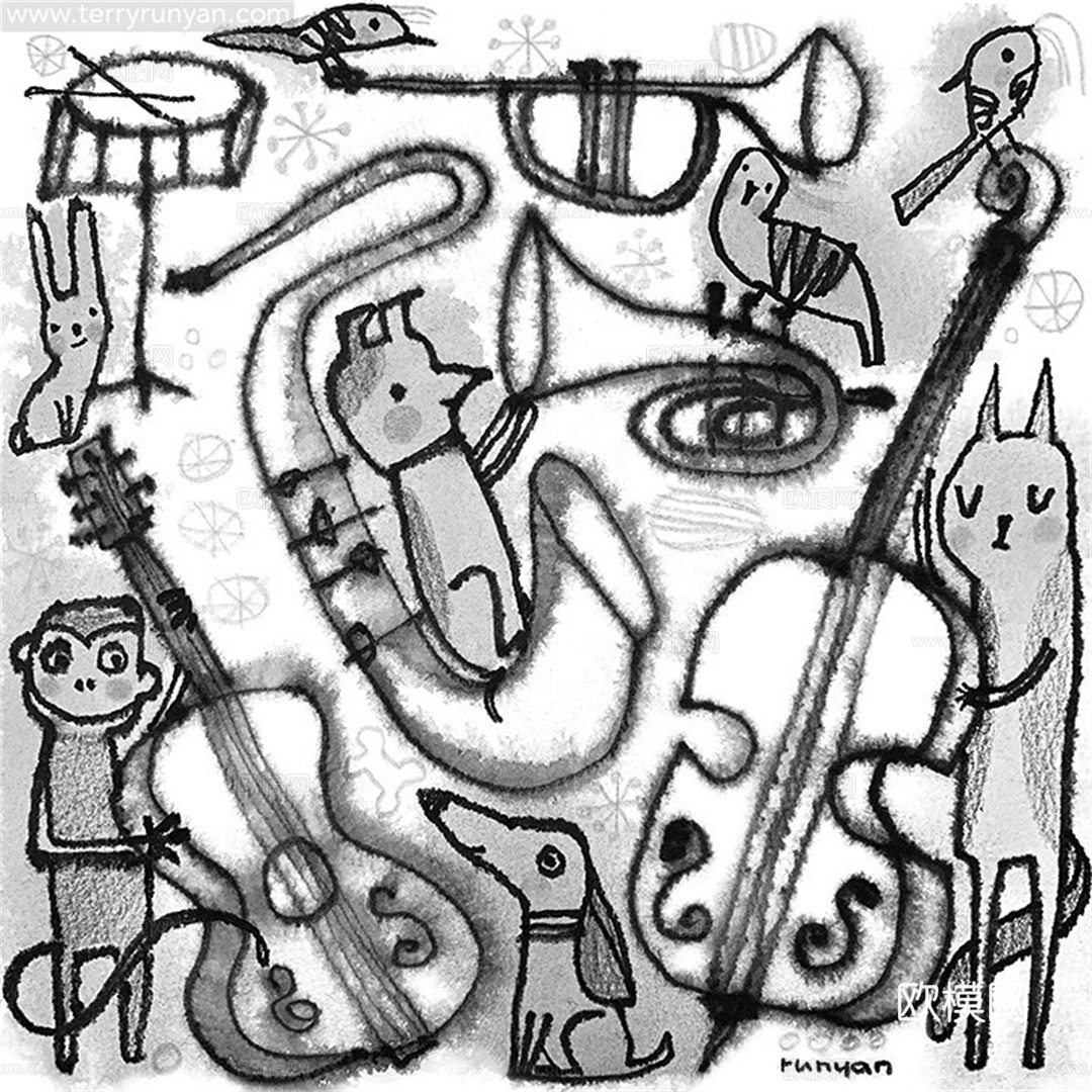 可爱动物手绘创意童趣插画猫咪动物插画治愈系插画可爱儿童插画下载