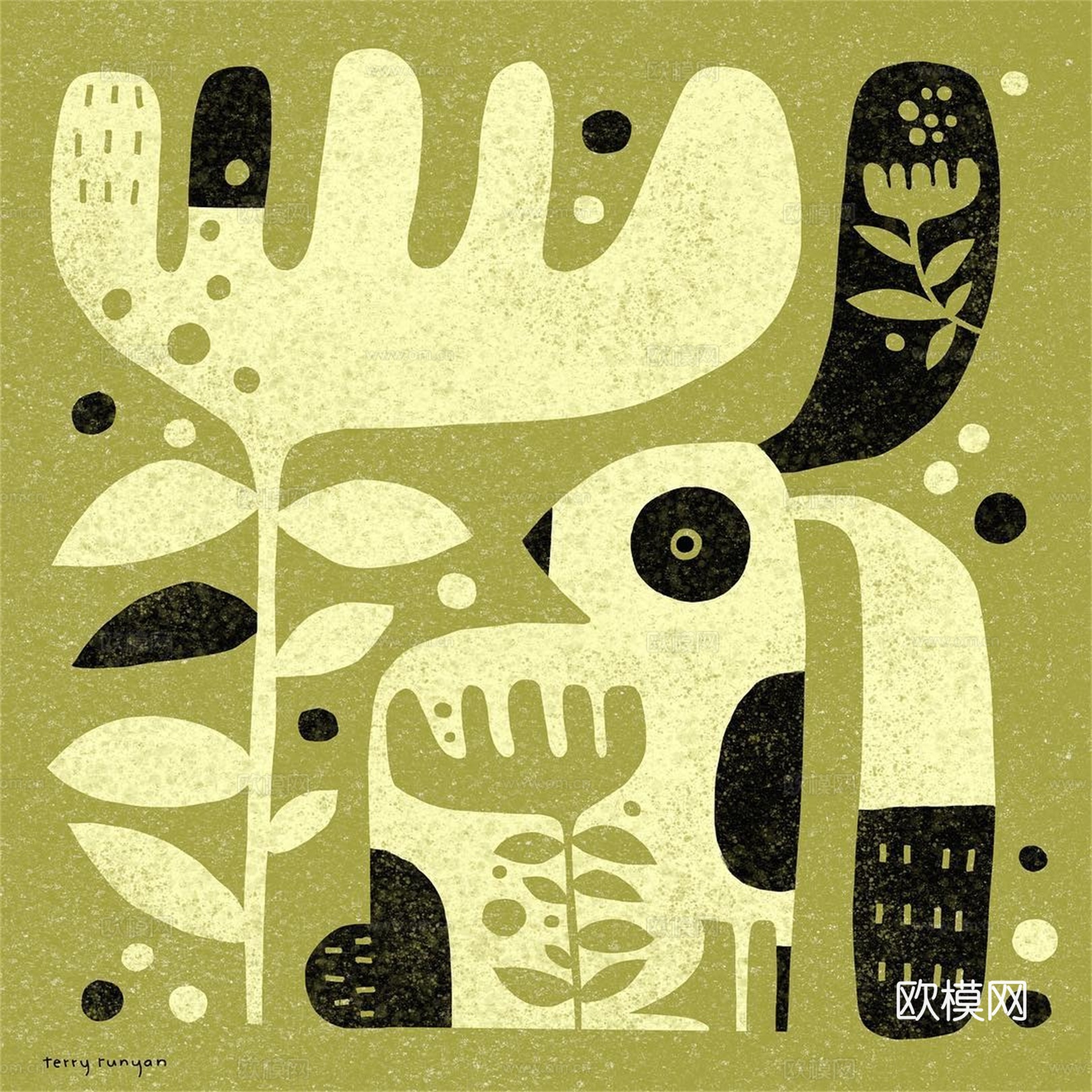 可爱动物手绘创意童趣插画猫咪动物插画治愈系插画可爱儿童插画下载