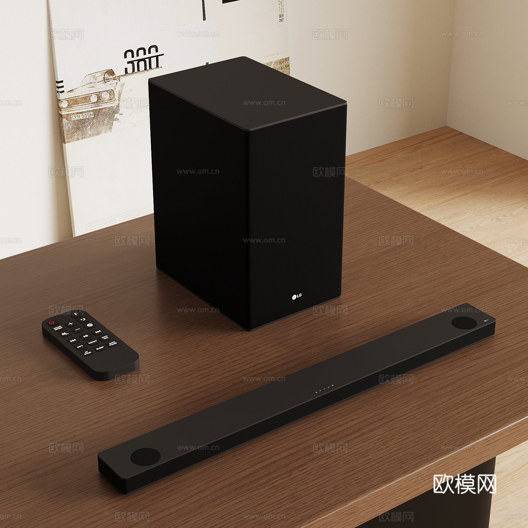 现代音响 长条音响su模型