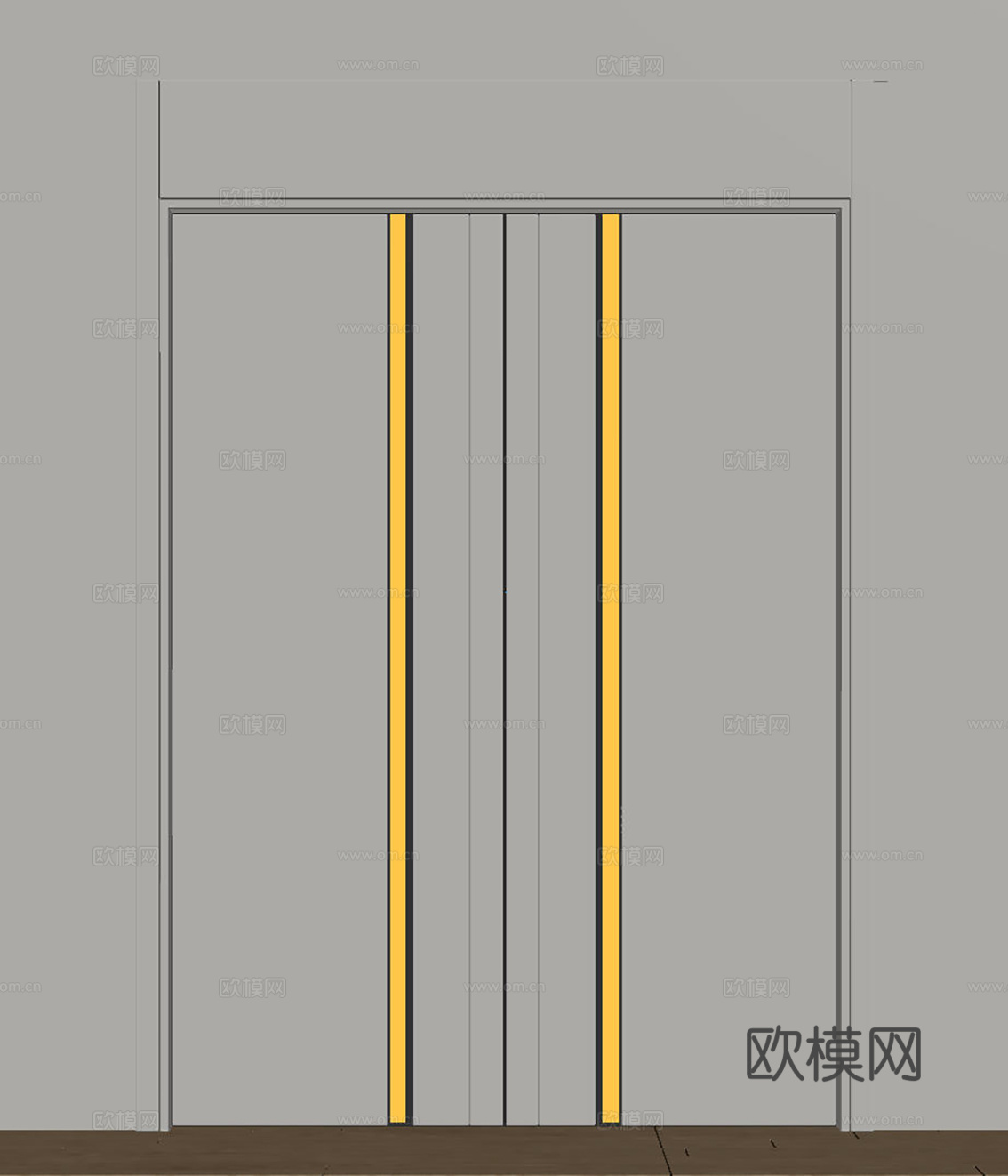 现代极简双开门 中古平开门 入户门 防盗门 通顶对开门 别墅su模型