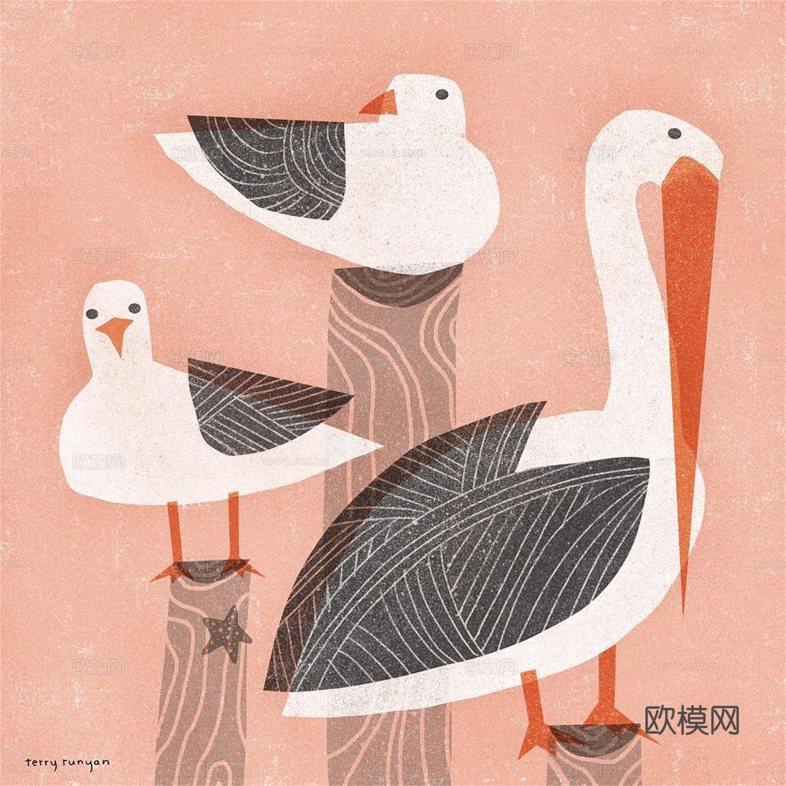 可爱动物手绘创意童趣插画猫咪动物插画治愈系插画可爱儿童插画下载