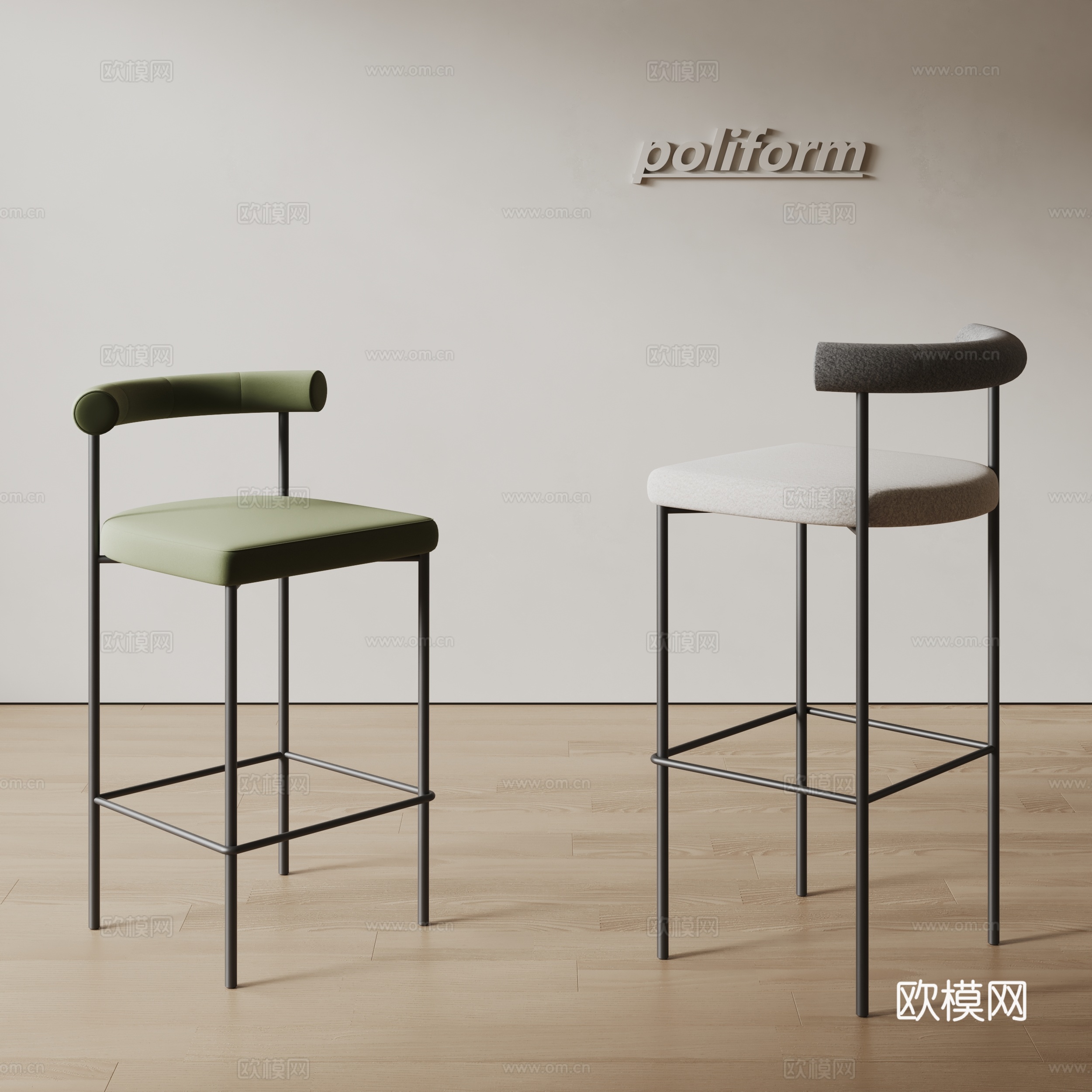 poliform现代吧椅 布艺吧椅 极简吧椅su模型