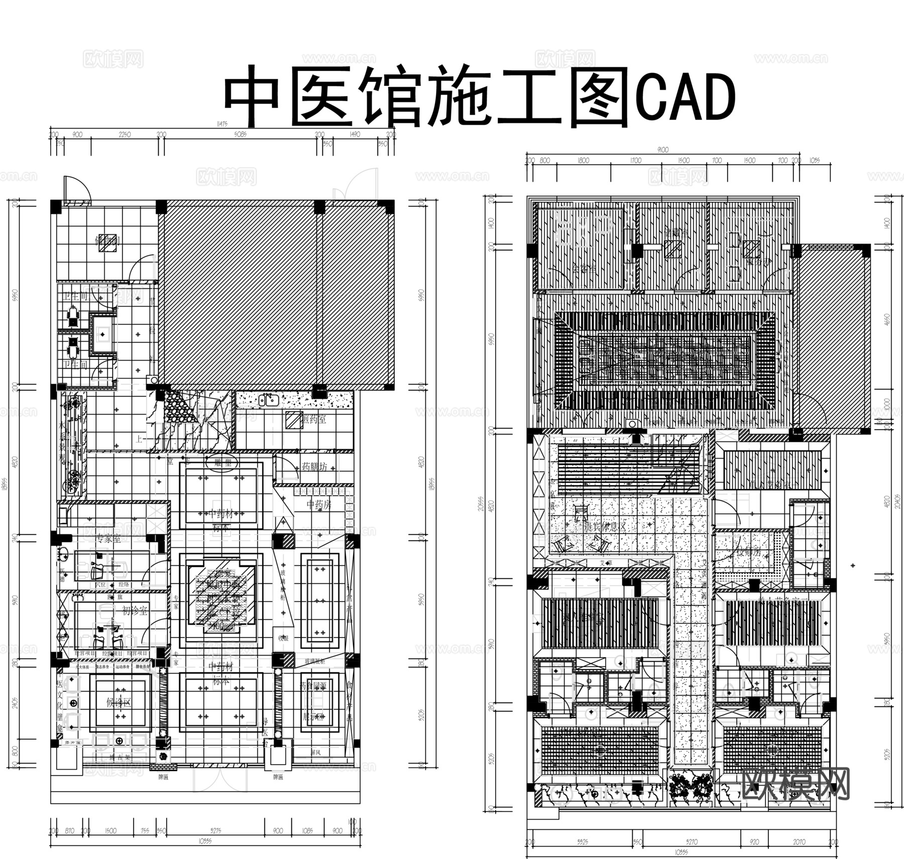 新中式中医馆施工图cad施工图