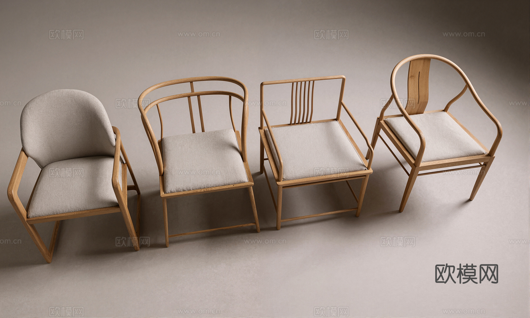 新中式单椅茶椅组合su模型