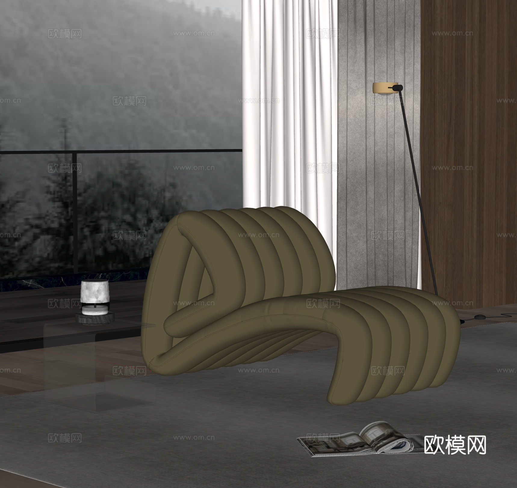 现代意式休闲椅 躺椅 沙发椅 拳头椅 躺椅su模型