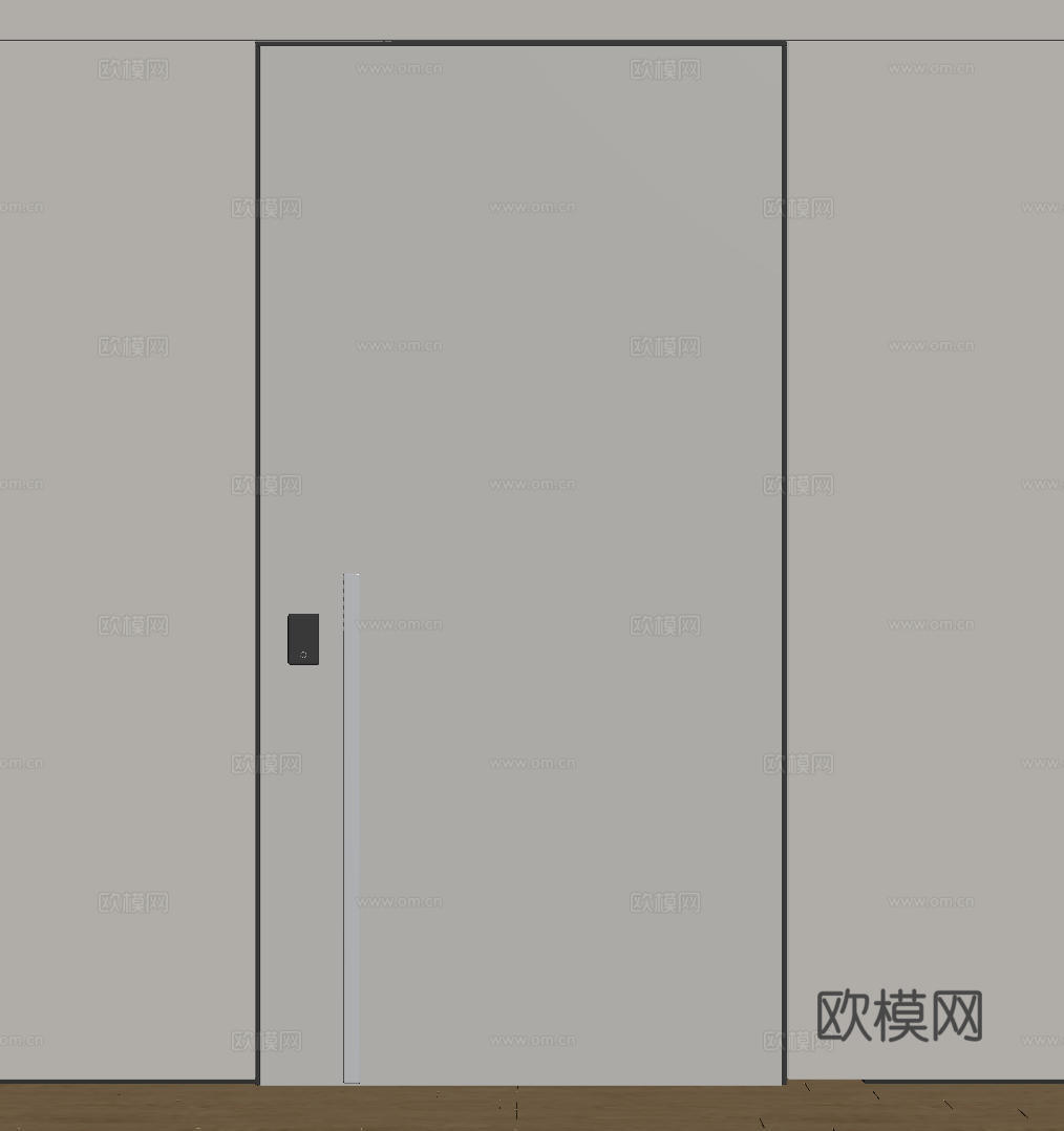 现代极简单开门 中古防盗门 通顶入户门 子母门 密码门 别墅su模型