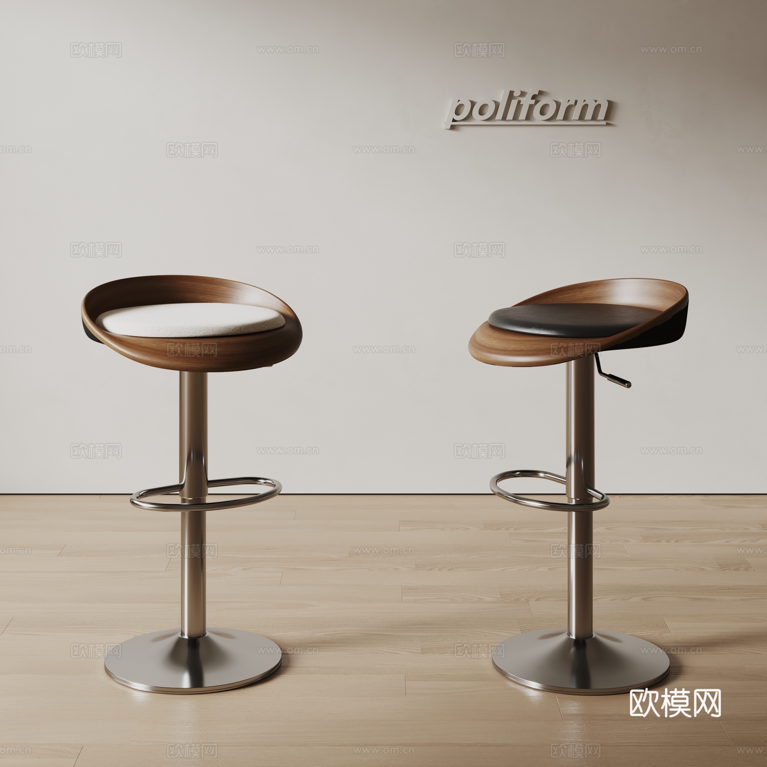 poliform现代吧椅 实木吧椅 旋转椅su模型