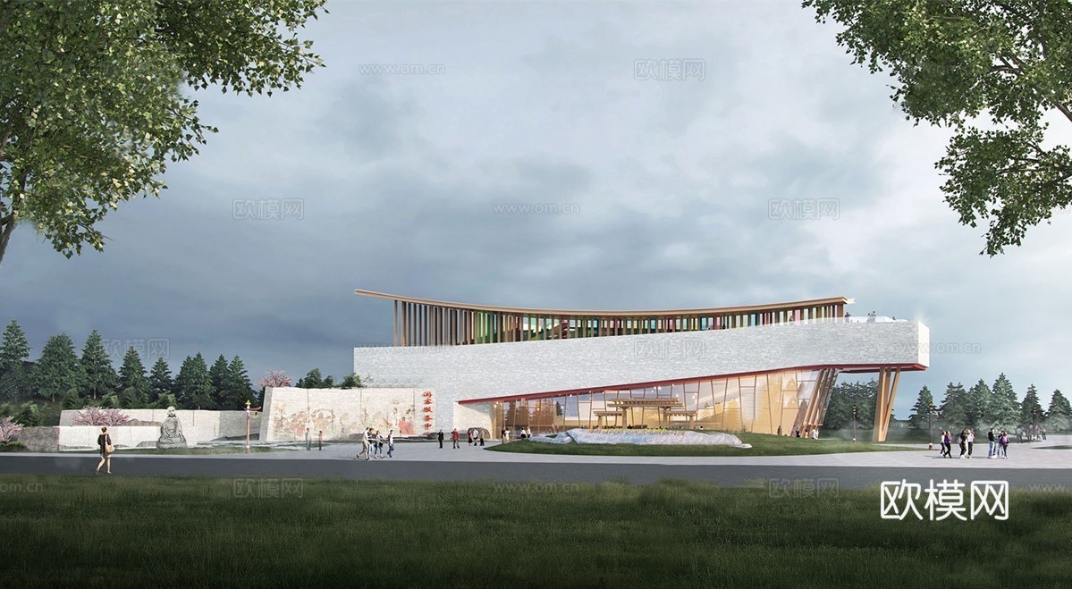 现代游客接待中心 游客服务中心建筑su模型