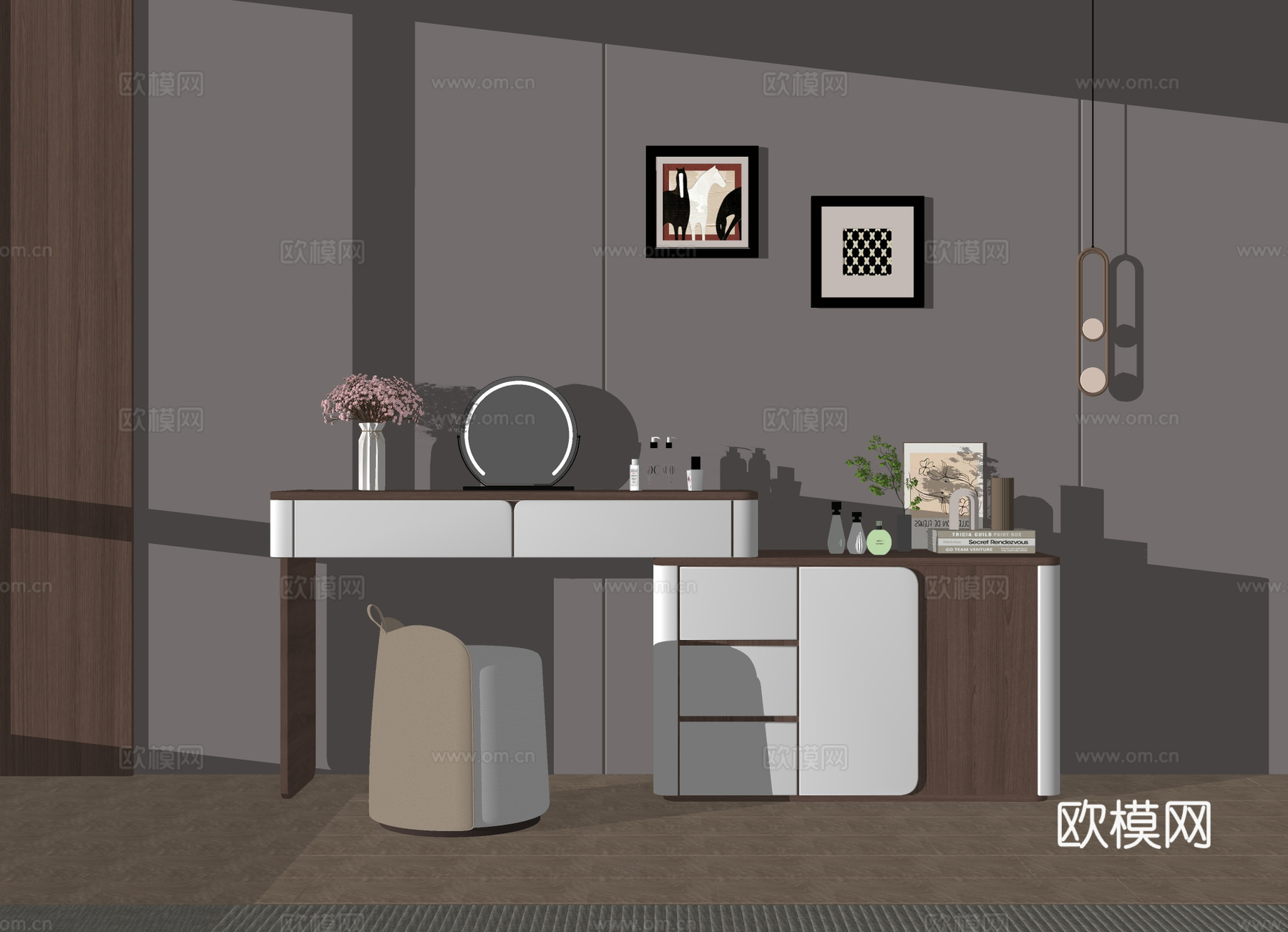 中古风梳妆台su模型
