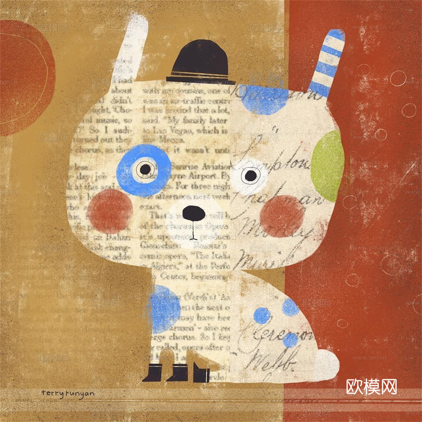 可爱动物手绘创意童趣插画猫咪动物插画治愈系插画可爱儿童插画下载