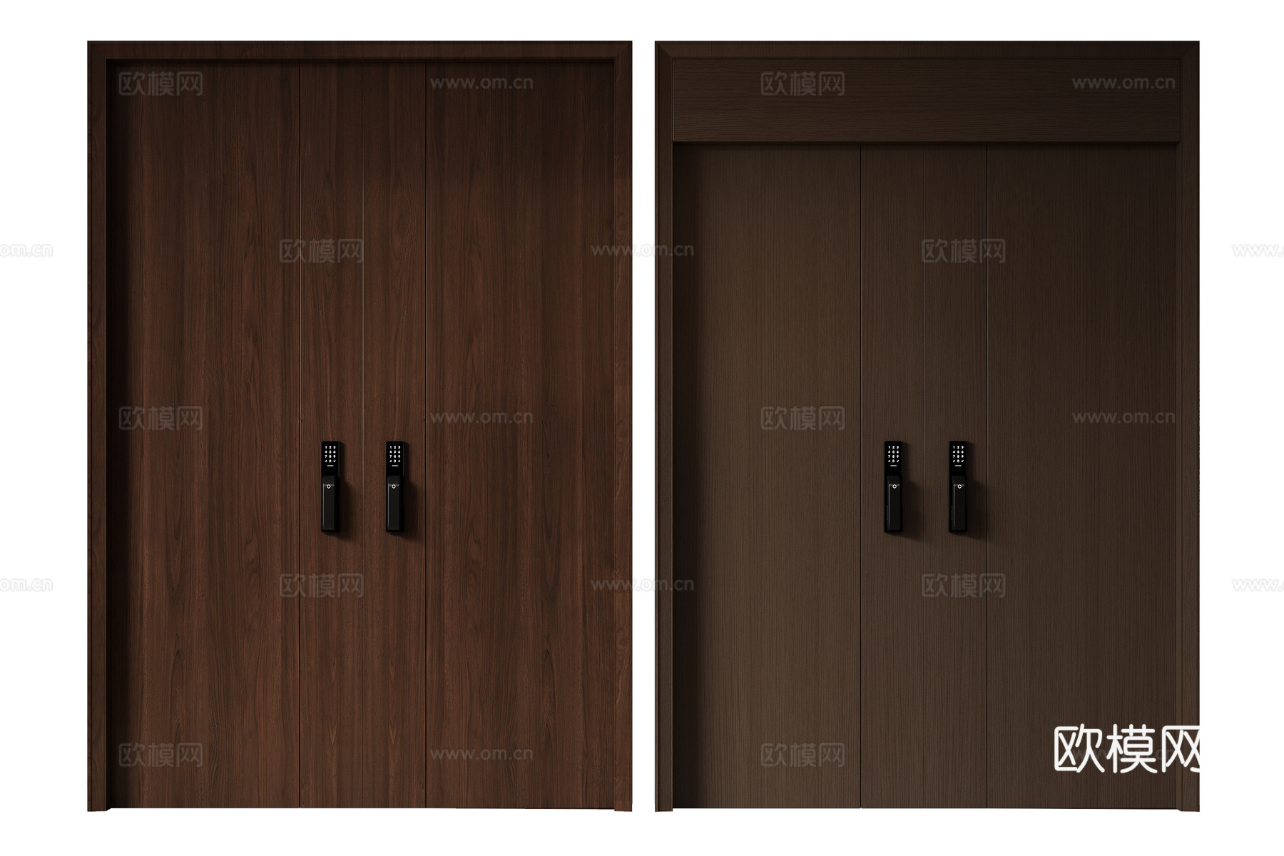现代极简双开门 中古平开门 入户门 防盗门 通顶对开门 别墅su模型