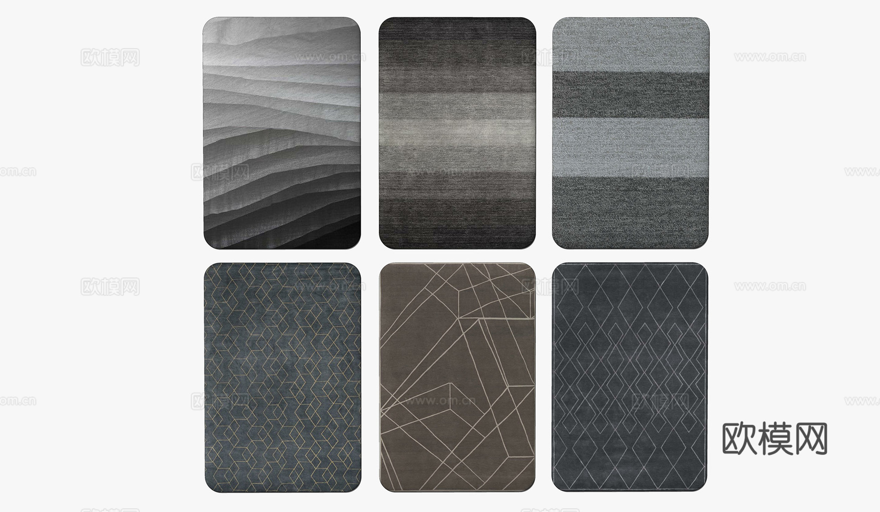 新中式方形地毯su模型