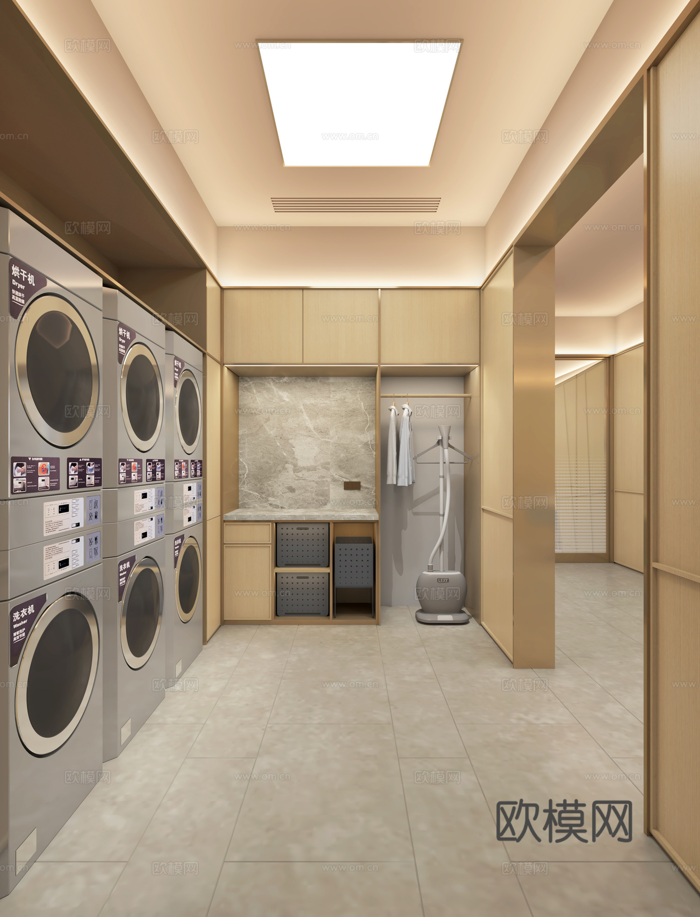 酒店洗衣房洗衣区洗烘一体汉庭3d模型下载