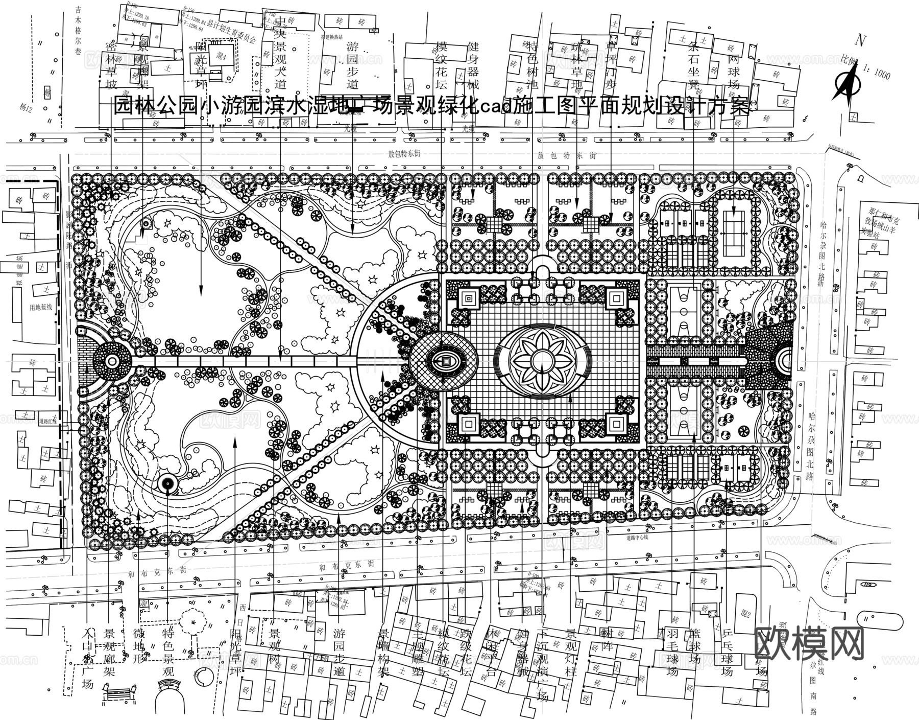 公园景观绿化平面图cadcad施工图