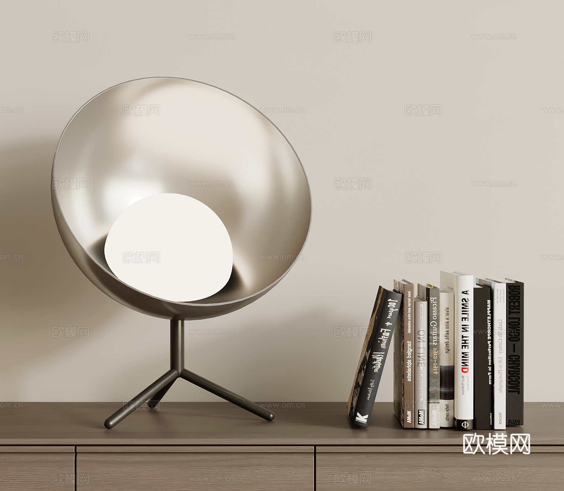 现代意式台灯 金属台灯su模型