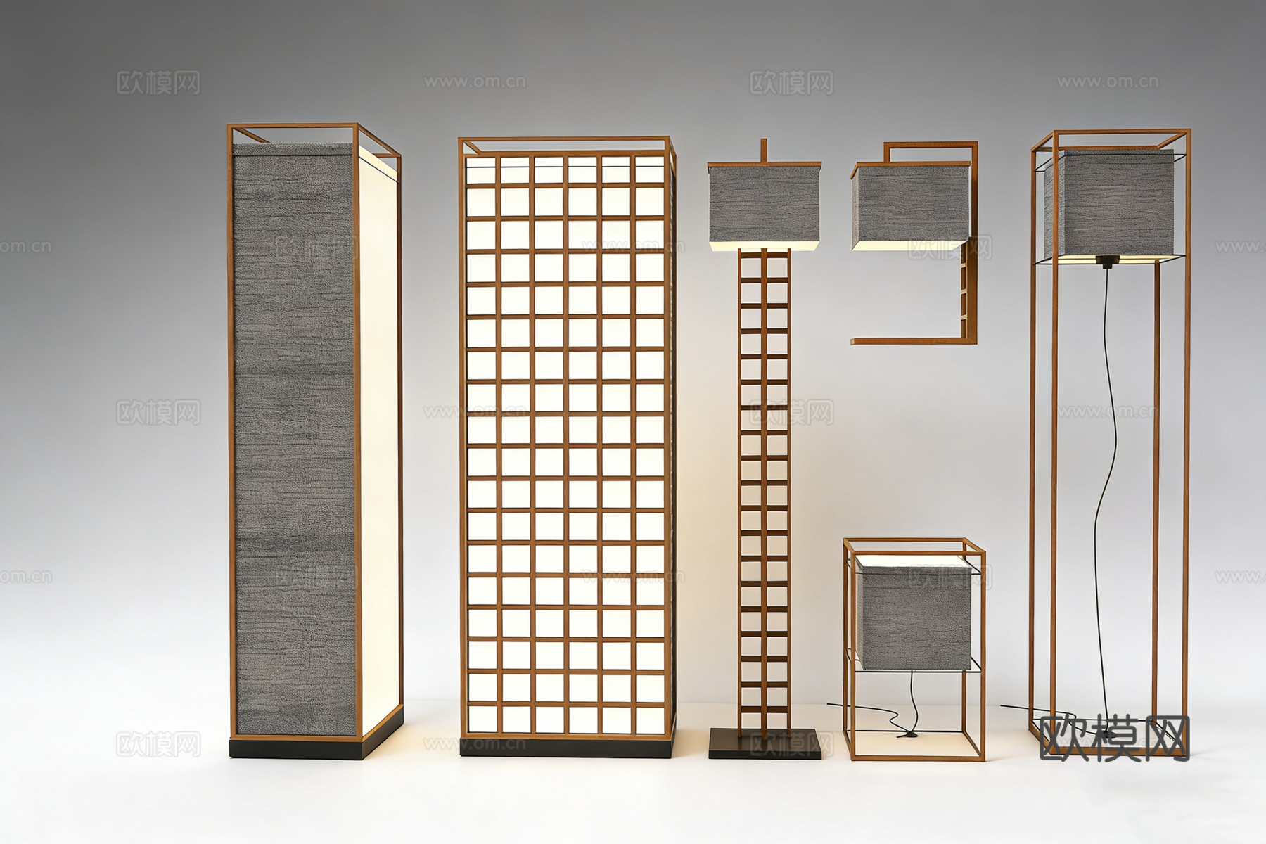 现代工业风金属灯具  落地灯su模型