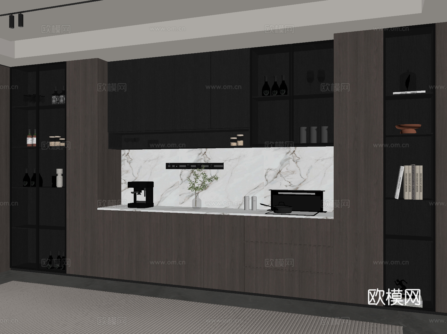 现代意式酒柜 餐边柜su模型