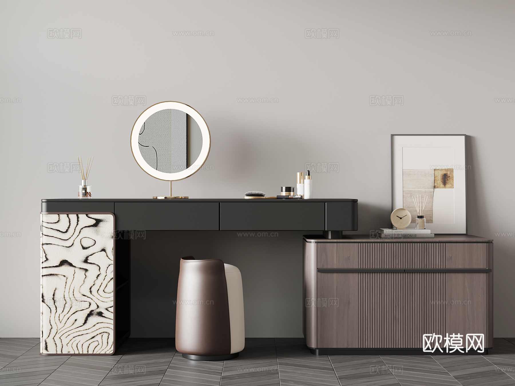 现代意式梳妆台su模型