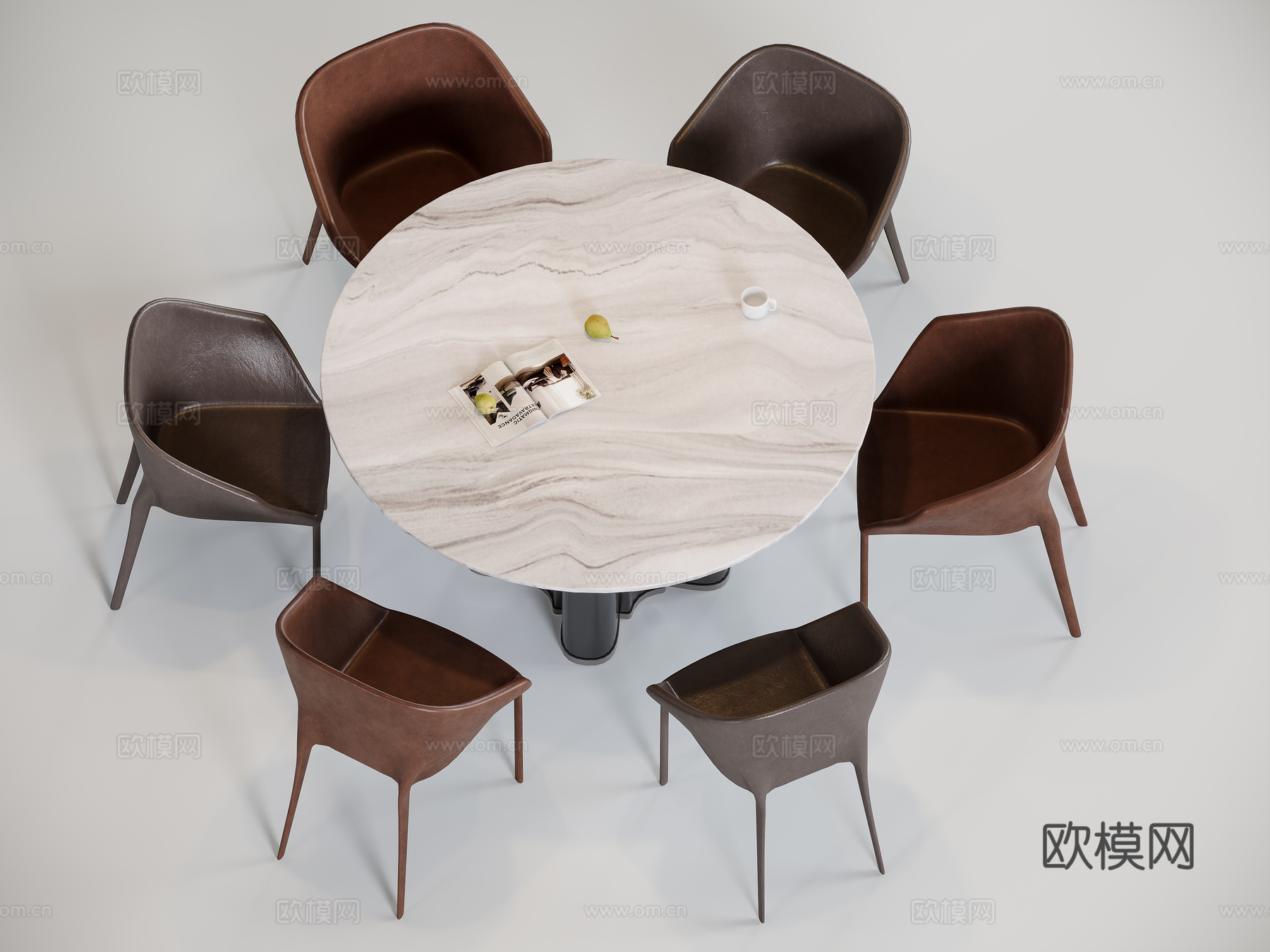 现代极简岛台餐桌su模型