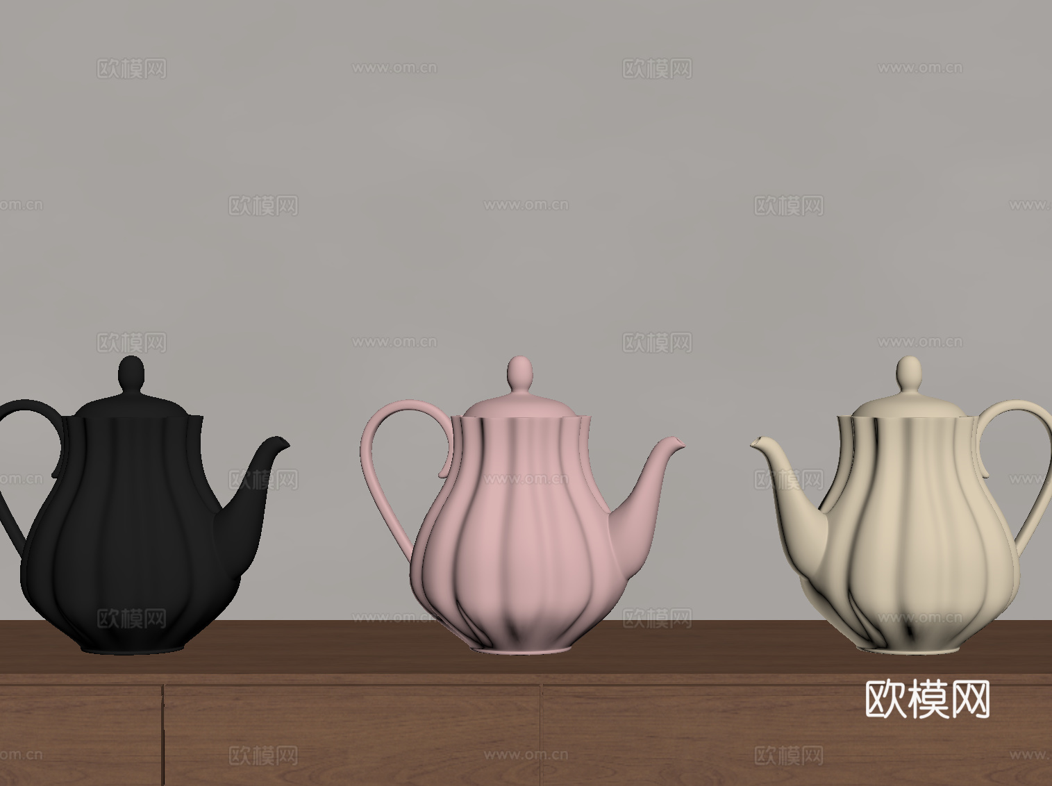 法式奶油茶壶 水壶su模型