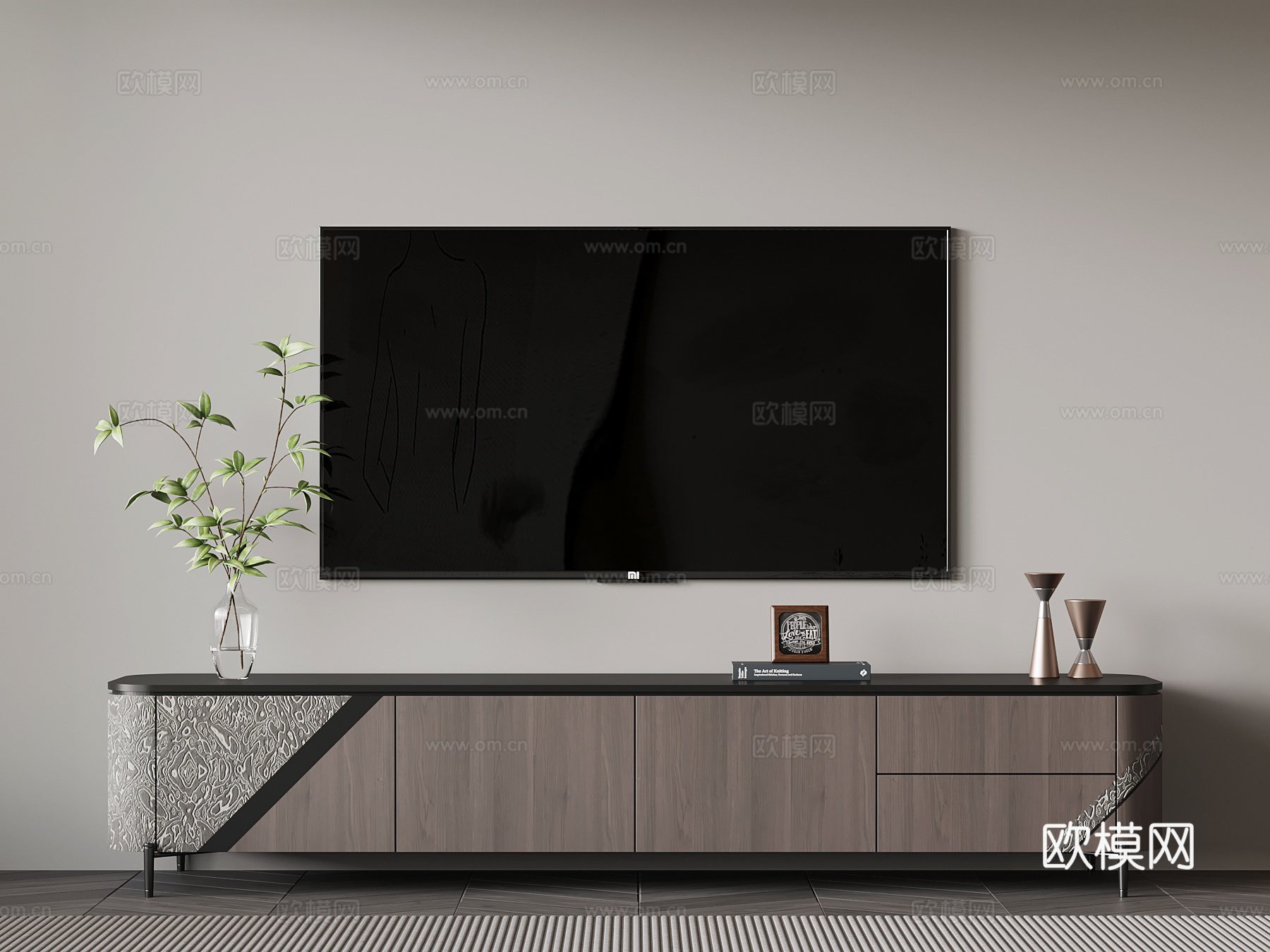 现代意式电视柜su模型