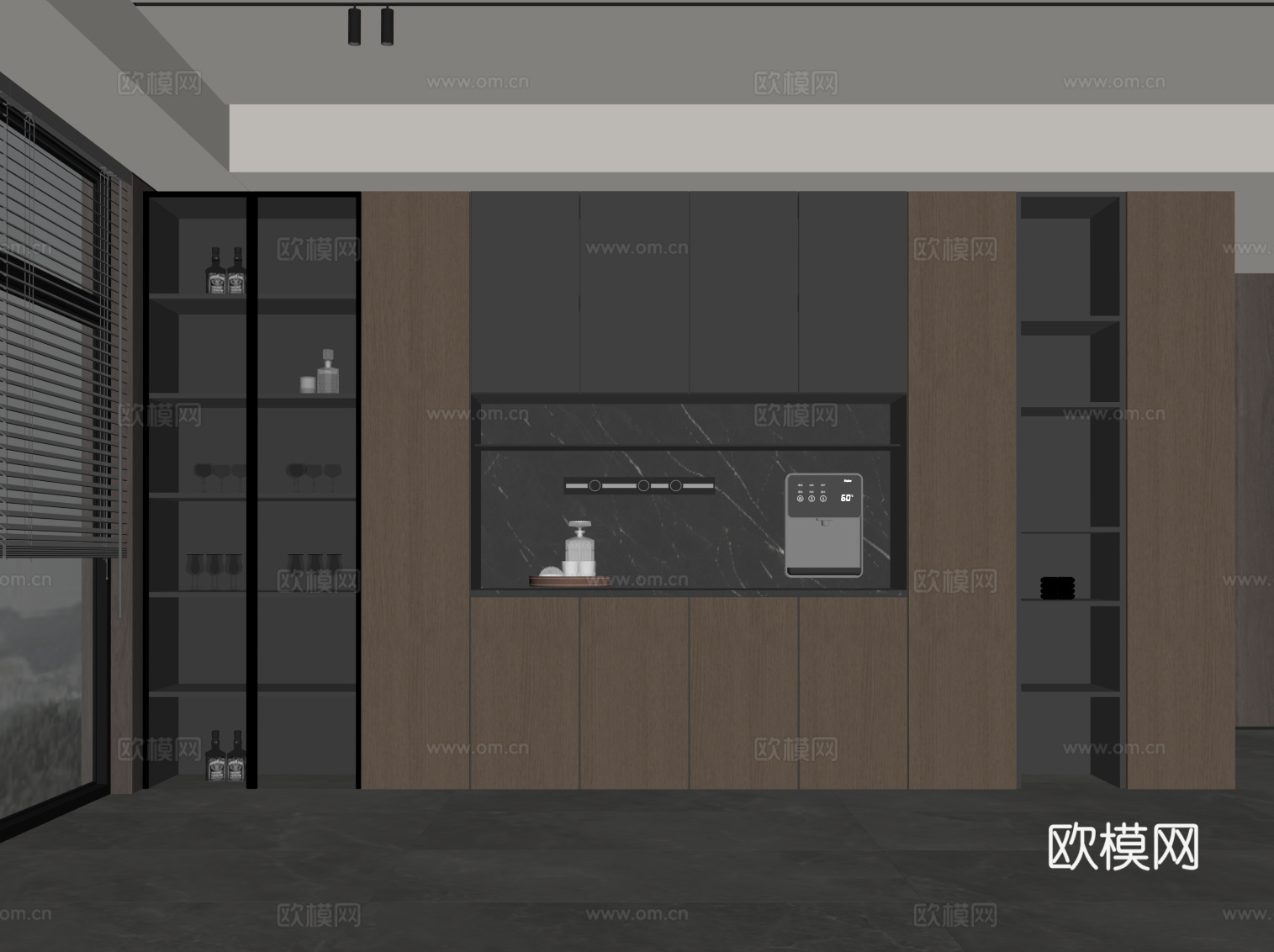 现代意式酒柜 餐边柜su模型