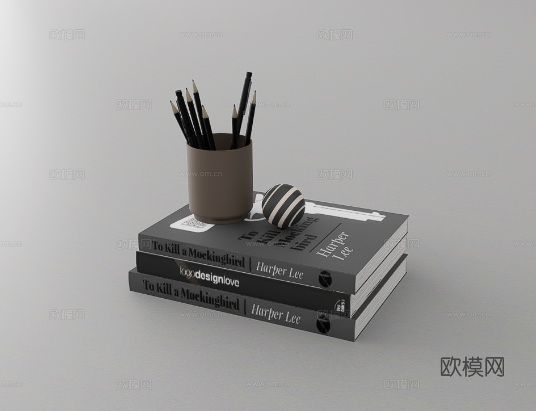 书籍摆件su模型