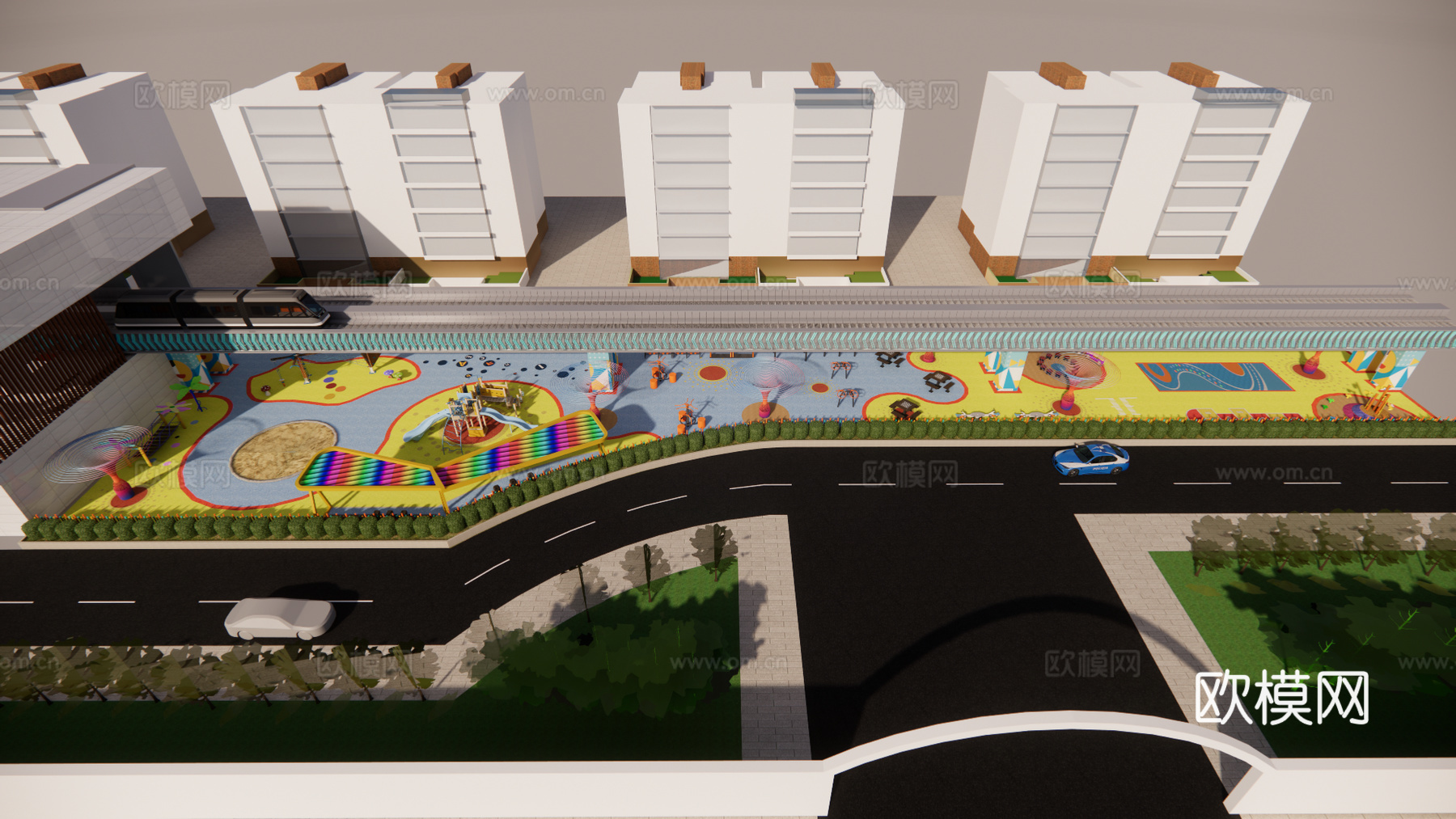 桥下空间平面图效果图  儿童桥下空间平面图cad施工图