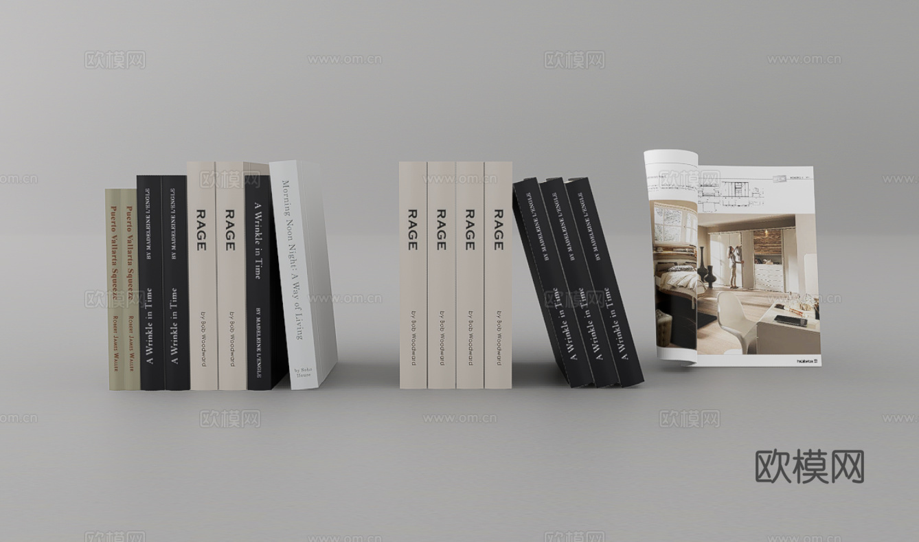 书籍摆件su模型