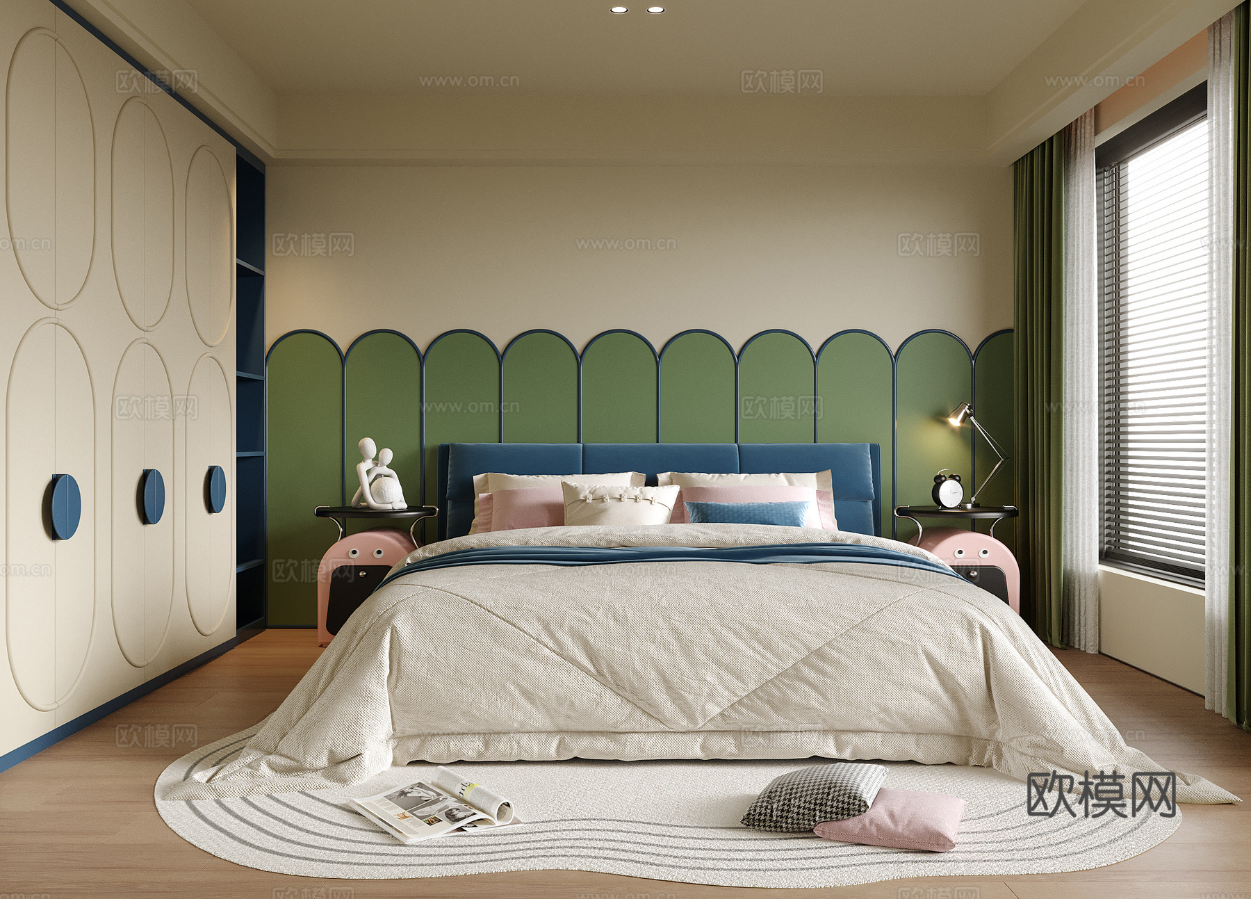 现代儿童房 儿童床su模型