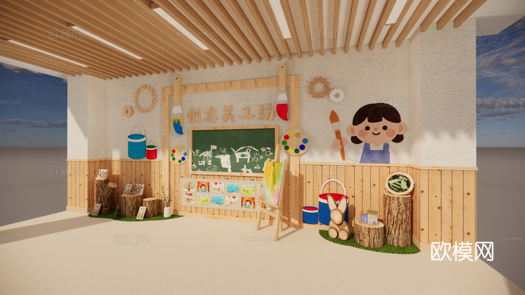 幼儿园文化墙 幼儿园主题墙 幼儿园美术墙su模型