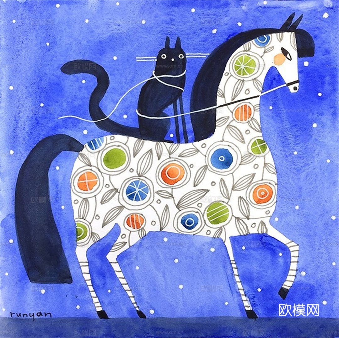 可爱动物手绘创意童趣插画猫咪动物插画治愈系插画可爱儿童插画下载