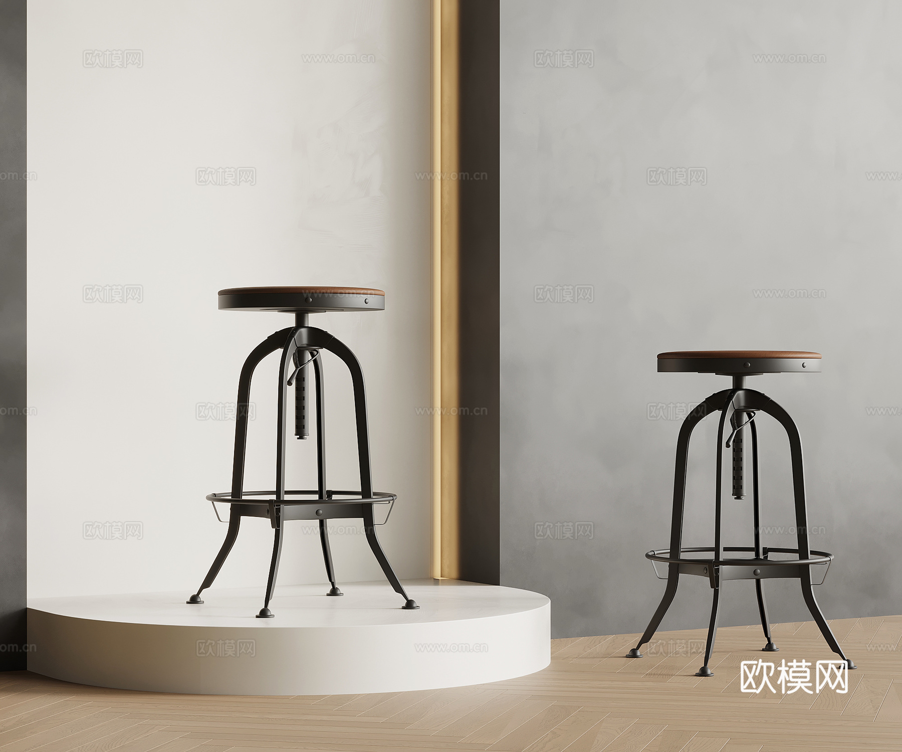 法式复古风吧椅 吧凳su模型下载（渲染图1）