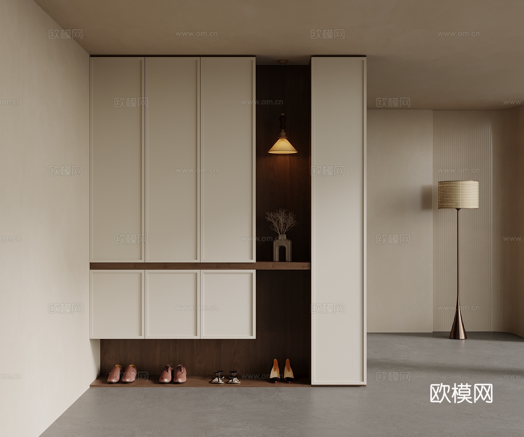 中古风鞋柜 入户鞋柜su模型