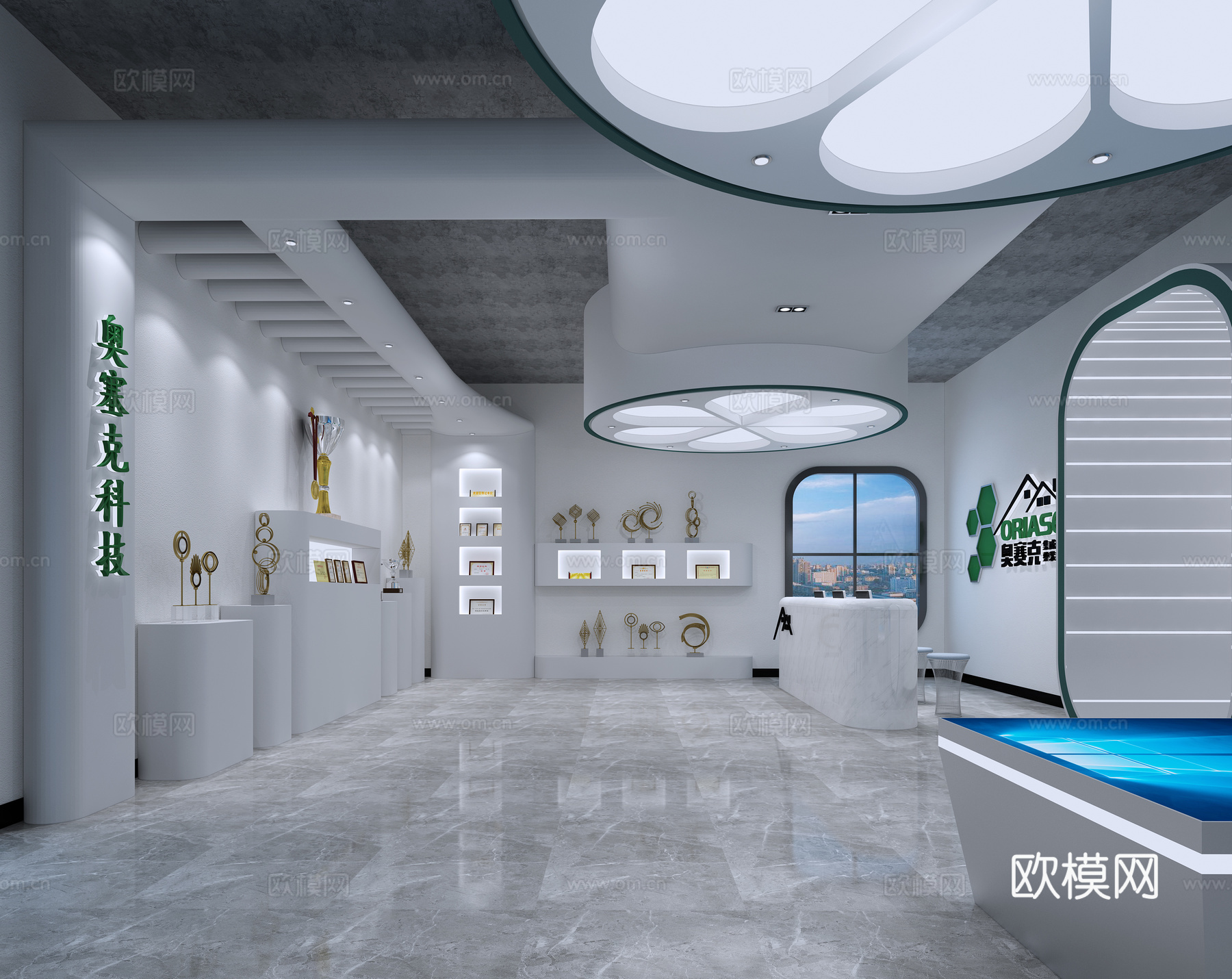 科技办公室 最新全套施工图 效果图合集cad施工图