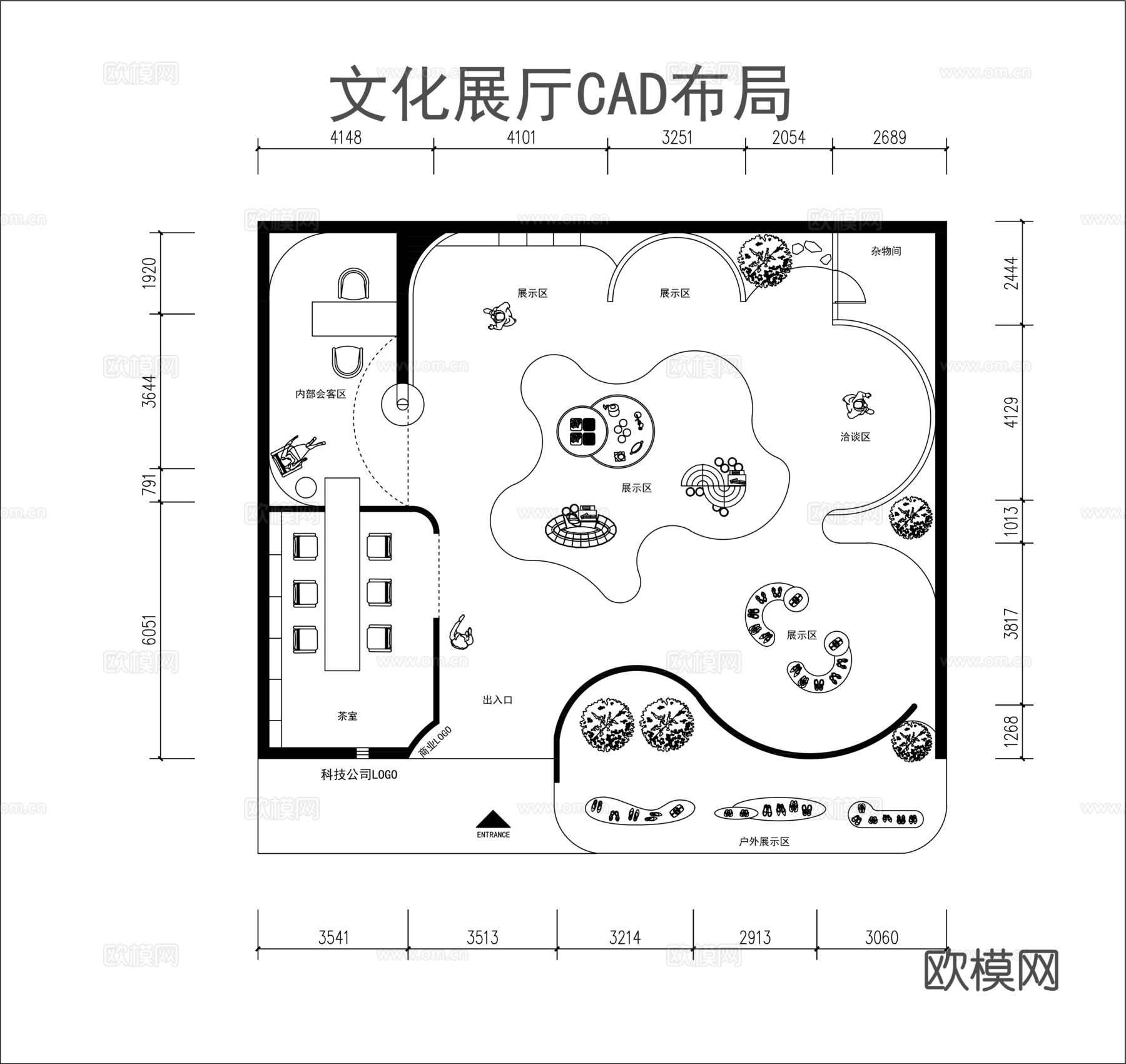 文化展厅cad平面图cad施工图