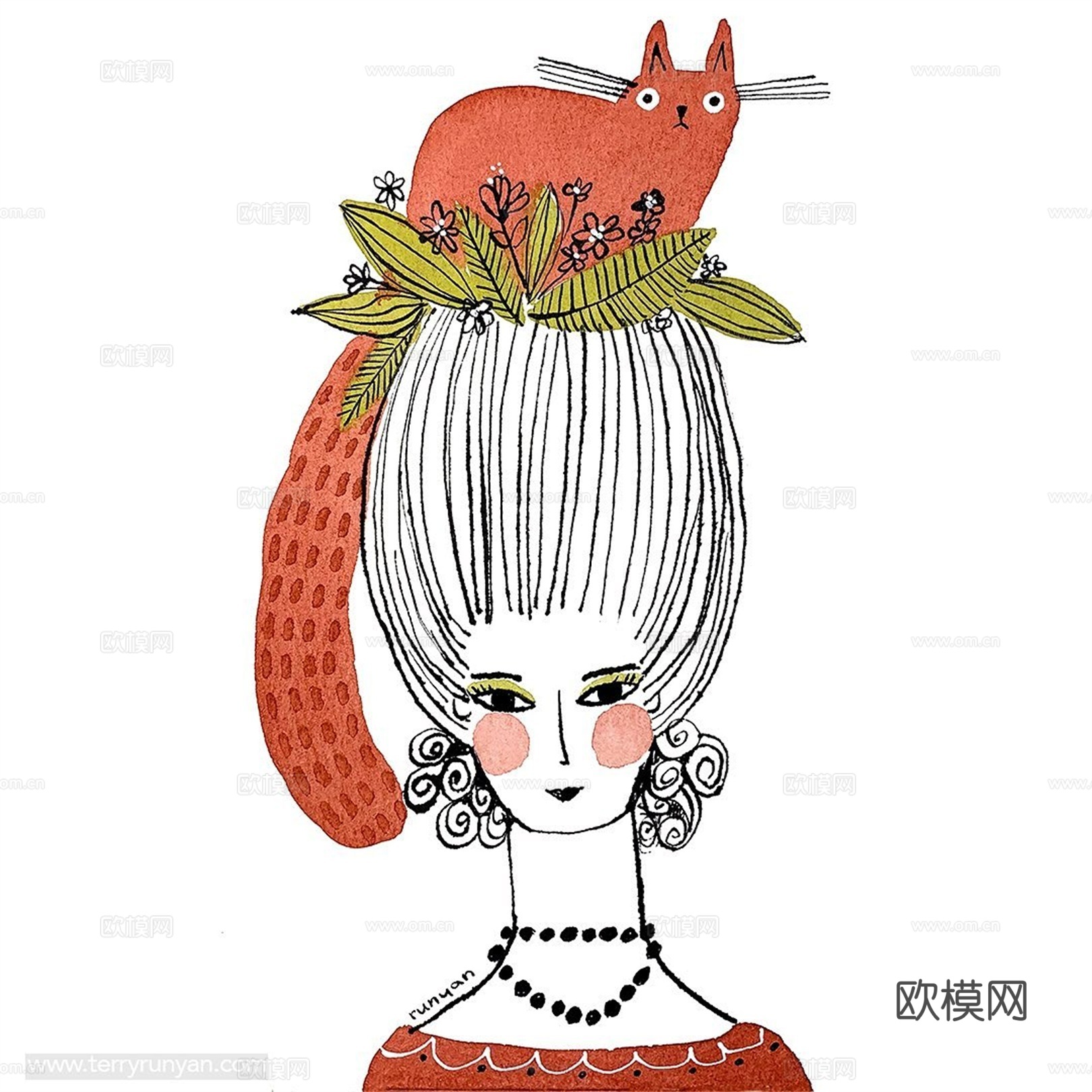 可爱动物手绘创意童趣插画猫咪动物插画治愈系插画可爱儿童插画下载