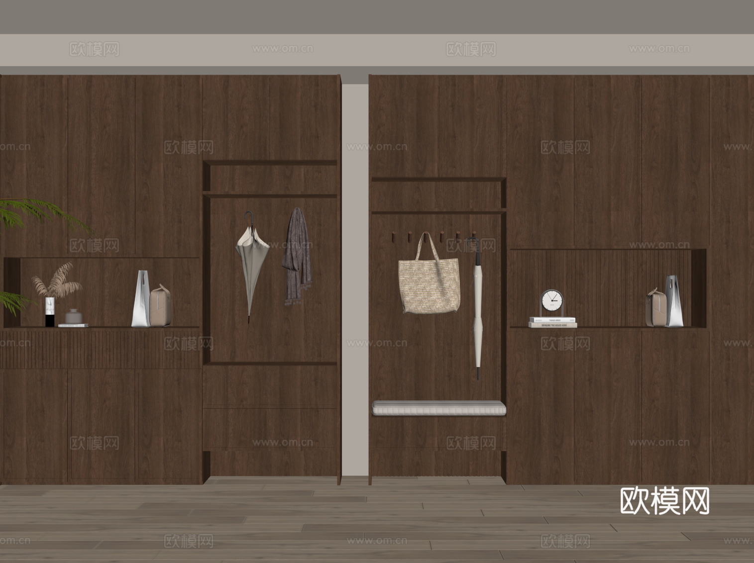 中古风鞋柜 入户鞋柜su模型