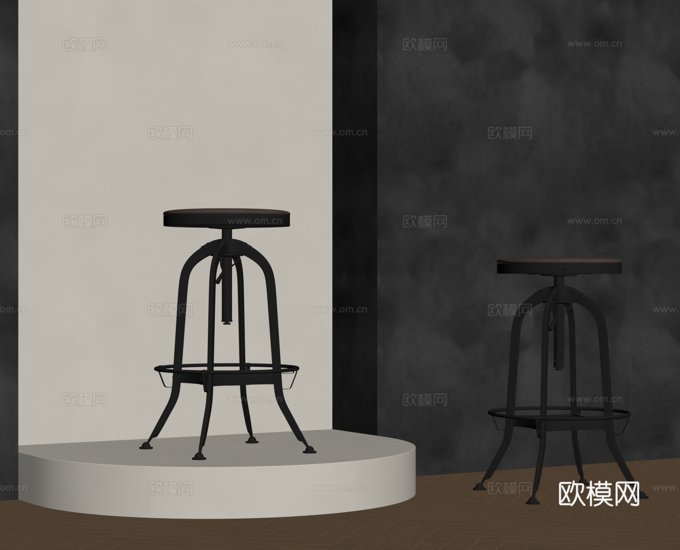 法式复古风吧椅 吧凳su模型下载（渲染图2）