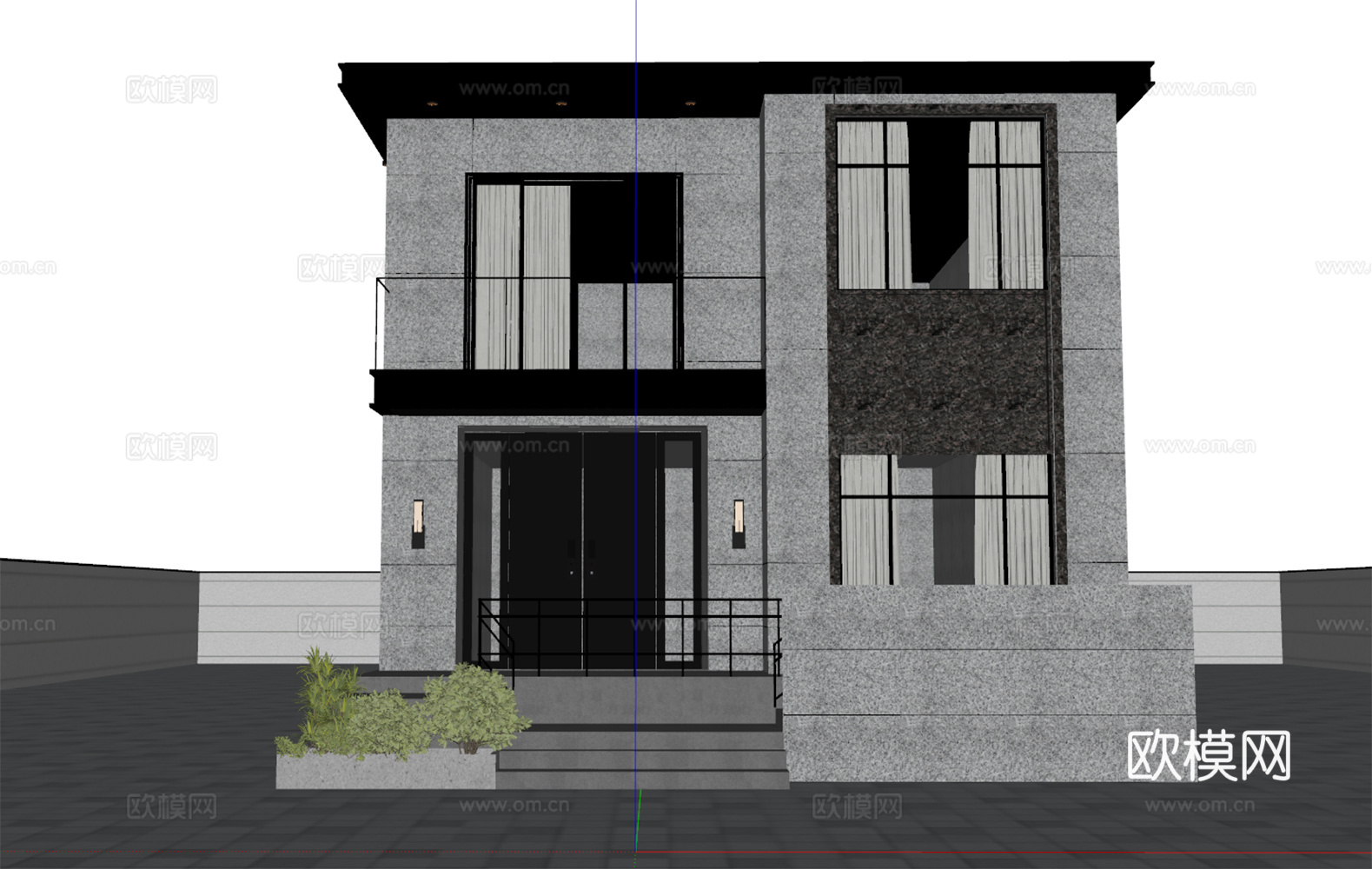 现代别墅外观 别墅建筑外观 自建别墅 独栋别墅外观 二层别墅su模型