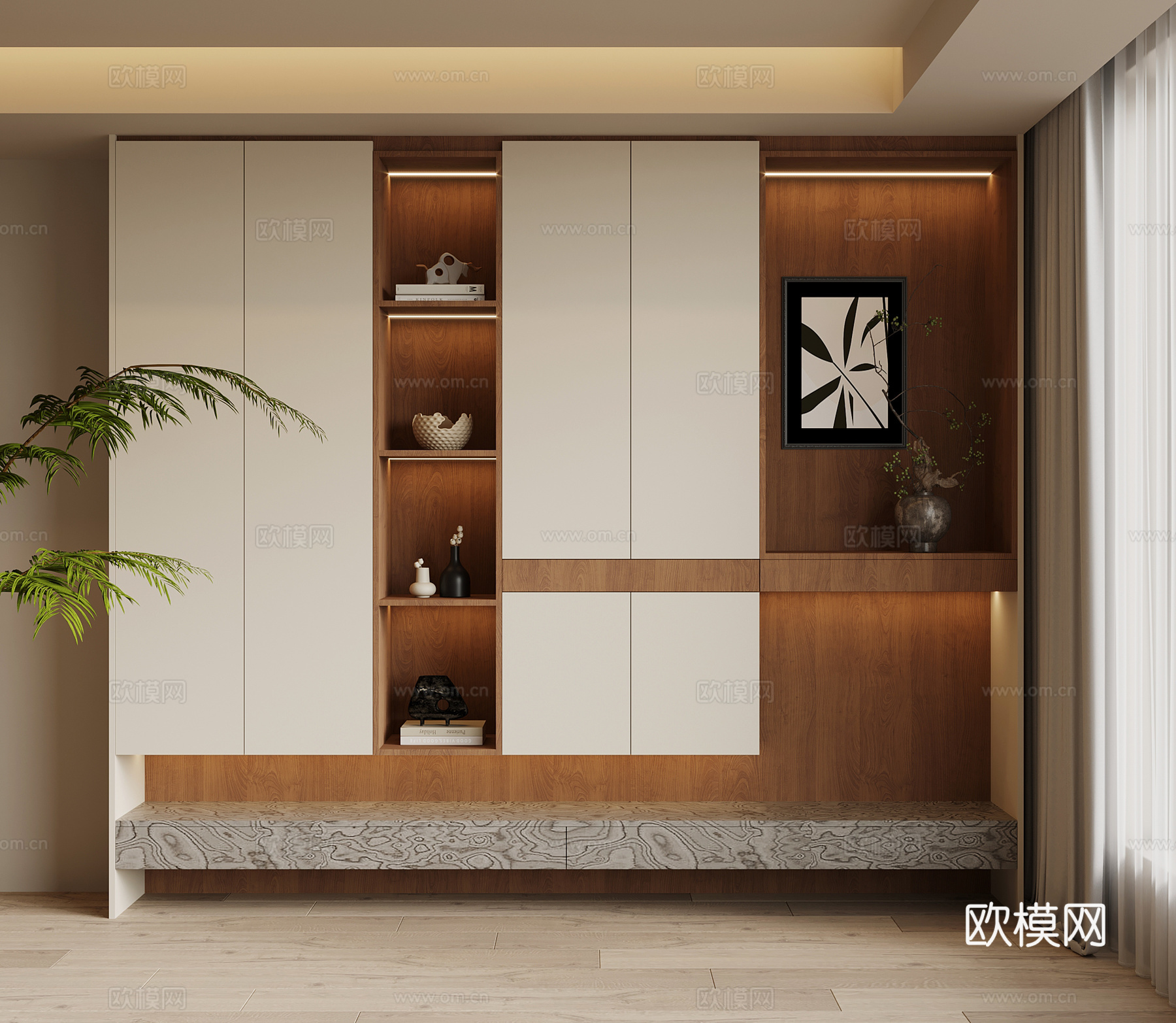 中古风鞋柜 入户鞋柜su模型