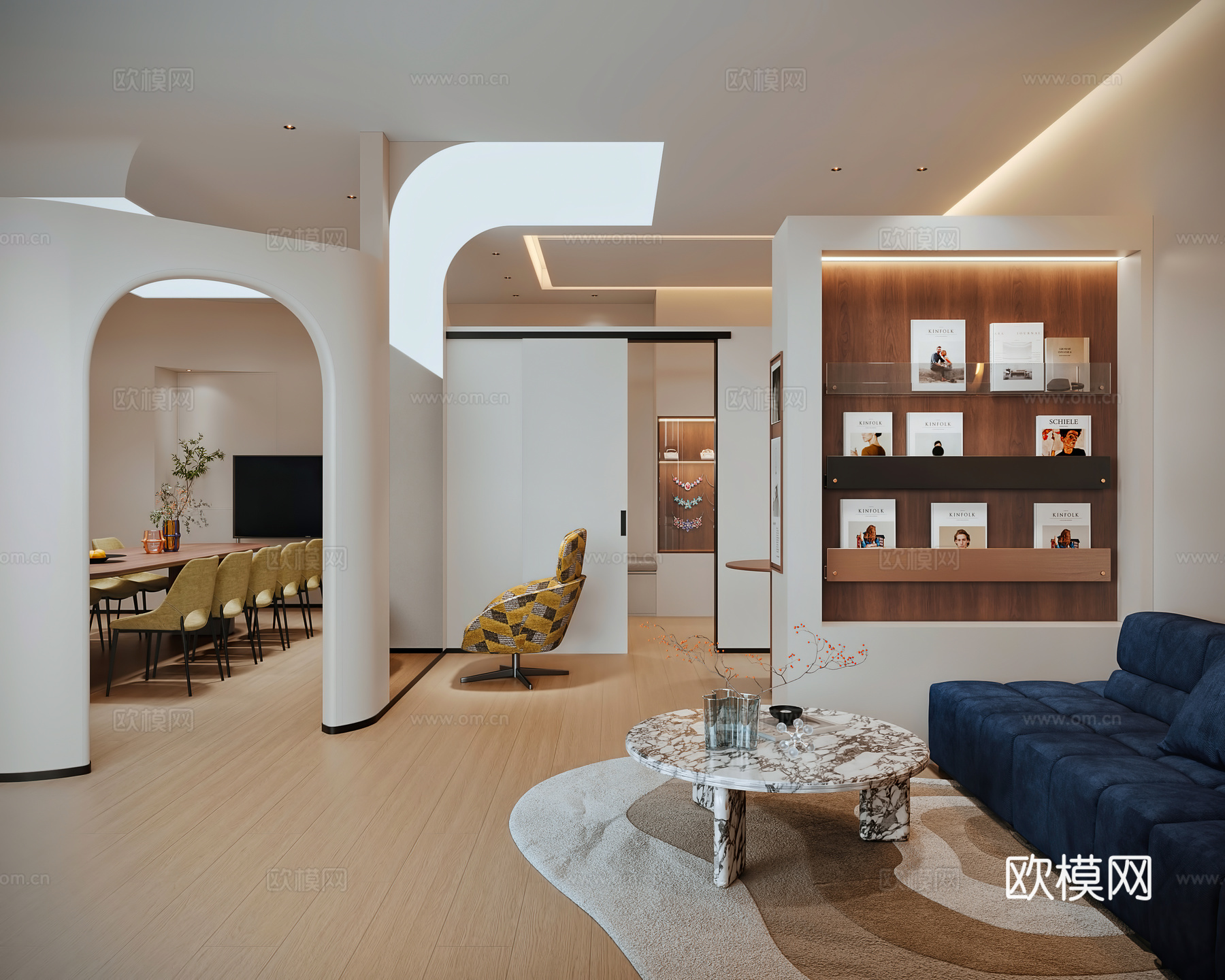 现代办公理发店3d模型